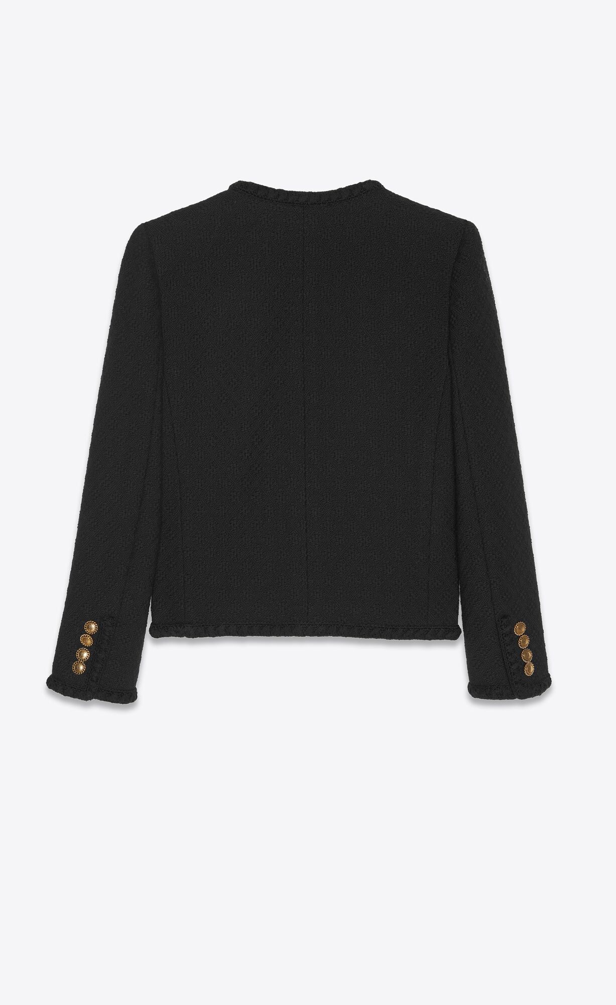 YSL Short Jacket In Diamond-embossed Tweed Black | 9510347-ED