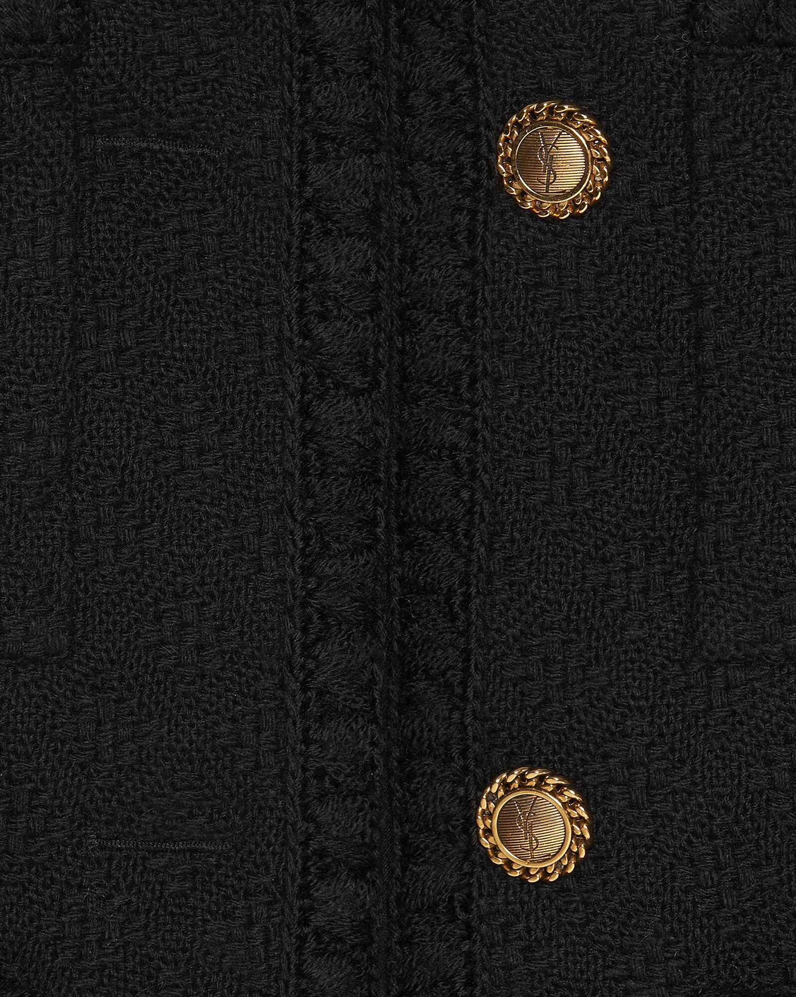 YSL Short Jacket In Diamond-embossed Tweed Black | 9510347-ED