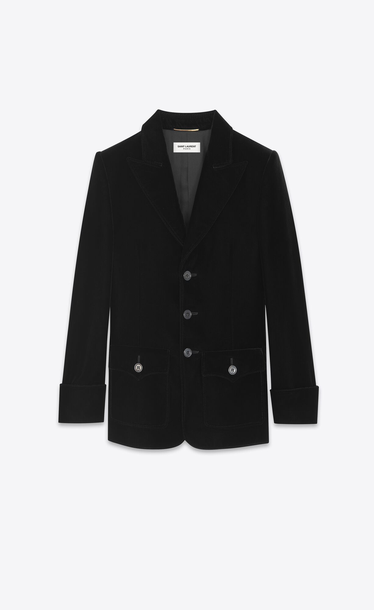 YSL Short Single-breasted Jacket In Cupro Velvet Black | 4512798-CS
