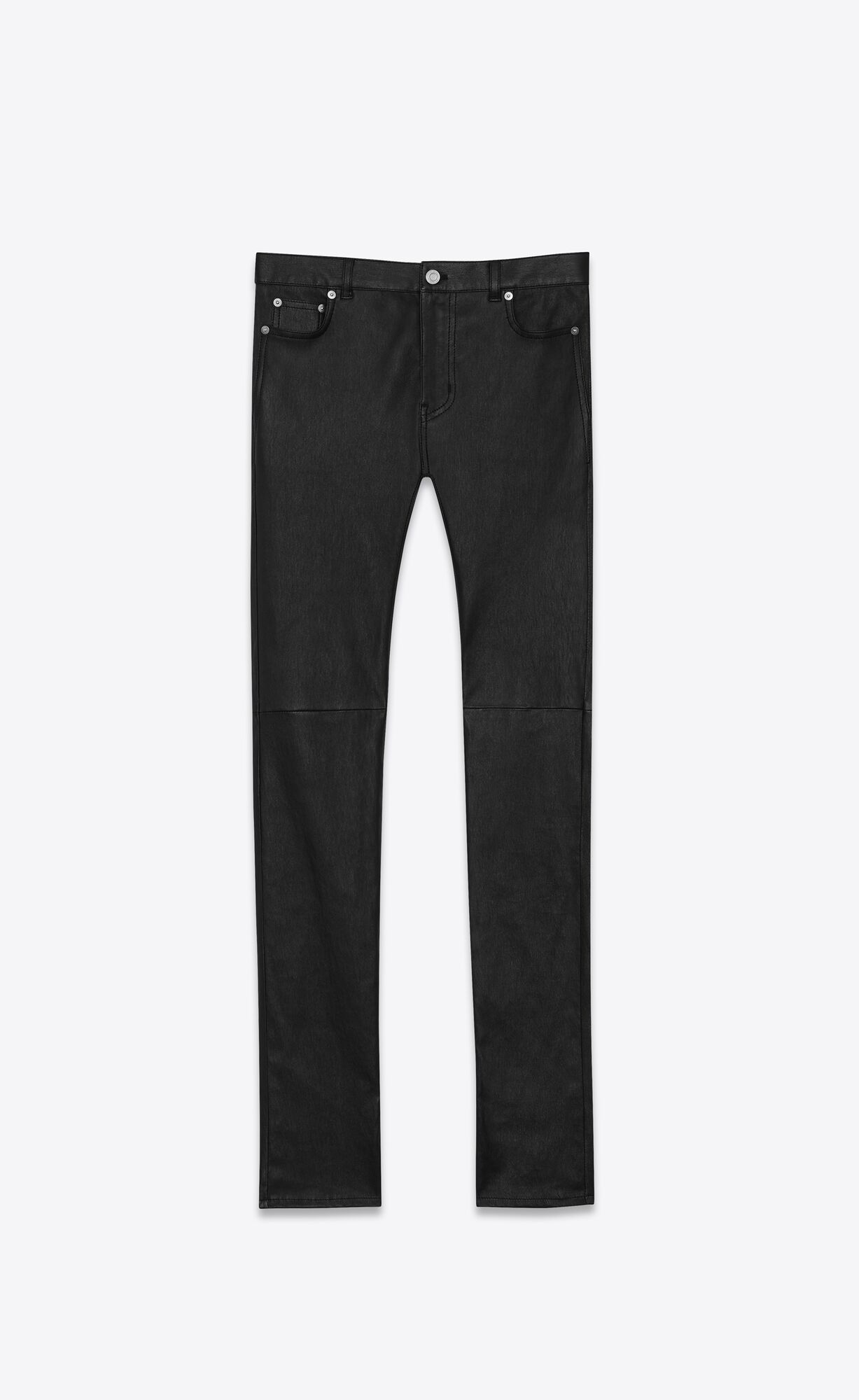 YSL Signature Low Waisted Skinny Jeans In Black Leather Black | 1856034-OU