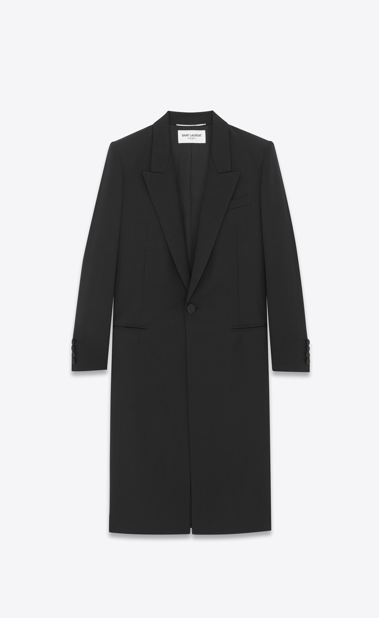 YSL Single-breasted Coat In Grain De Poudre Black | 6817029-VJ