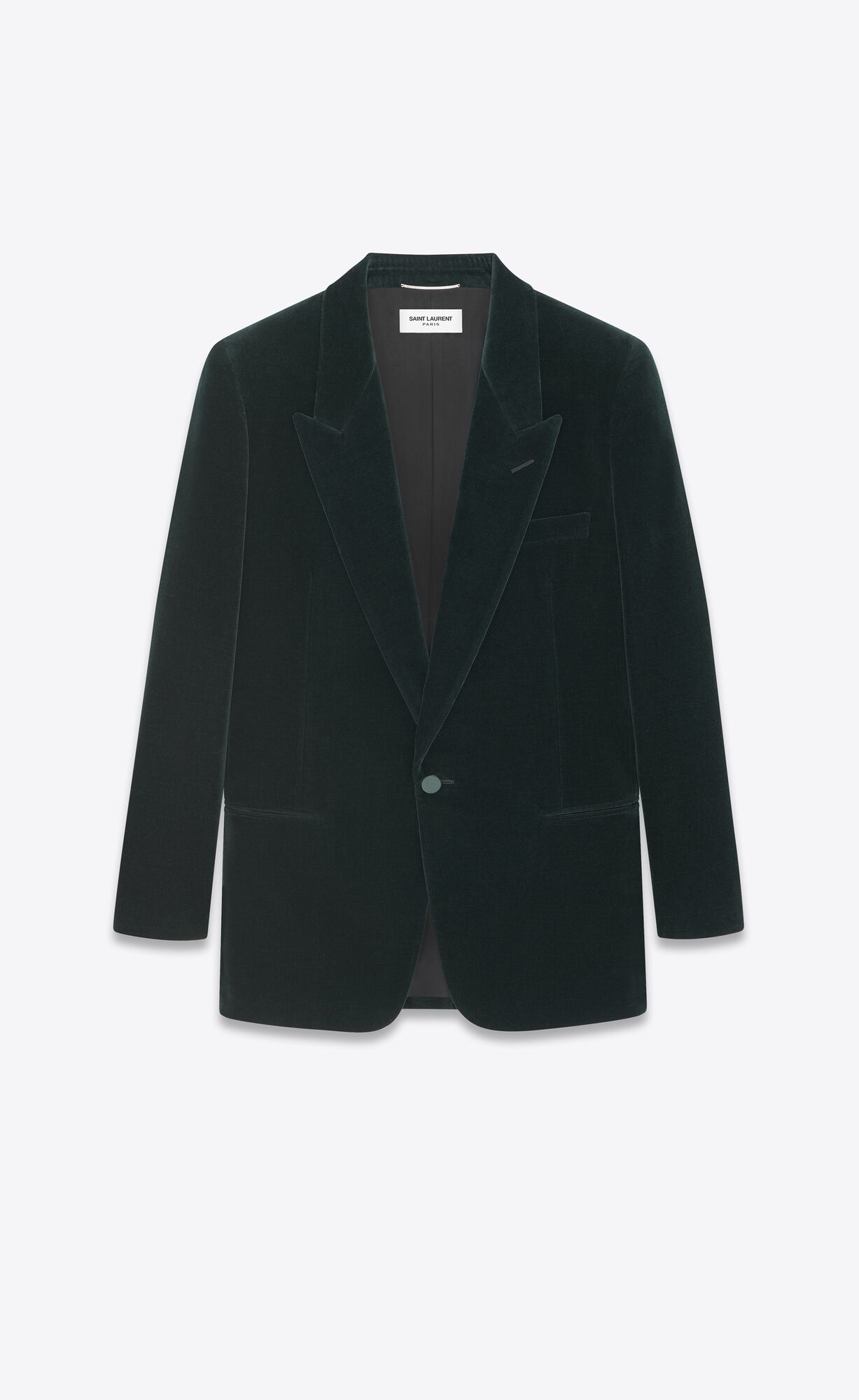 YSL Single-breasted Jacket In Cotton Velvet Dark Forest | 4507261-VR