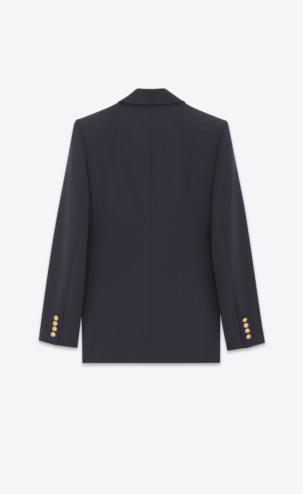 YSL Single-breasted Jacket In Grain De Poudre Marine Fonce | 2031647-NA