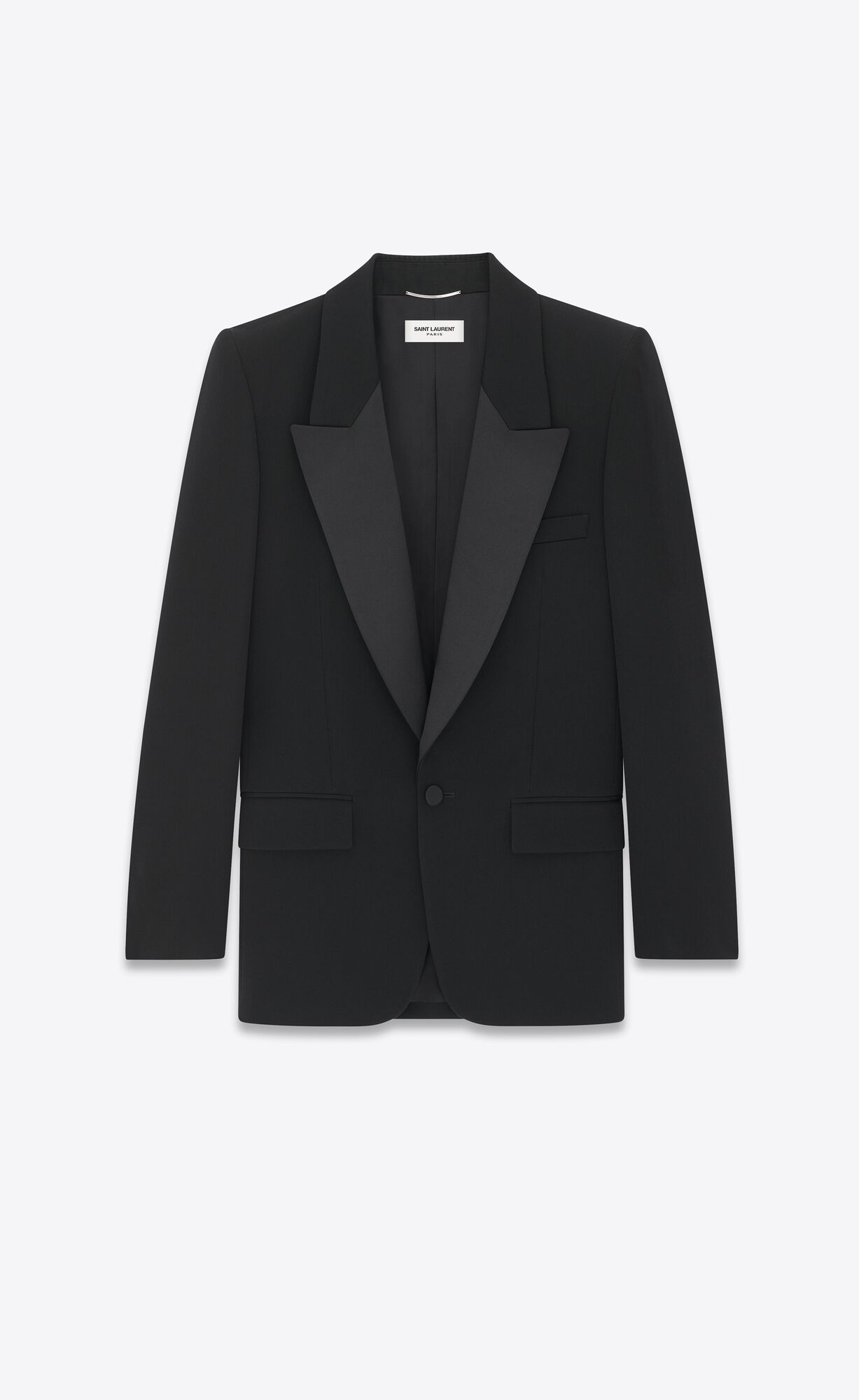 YSL Single-breasted Tuxedo Jacket In Grain De Poudre Black | 5082196-KM