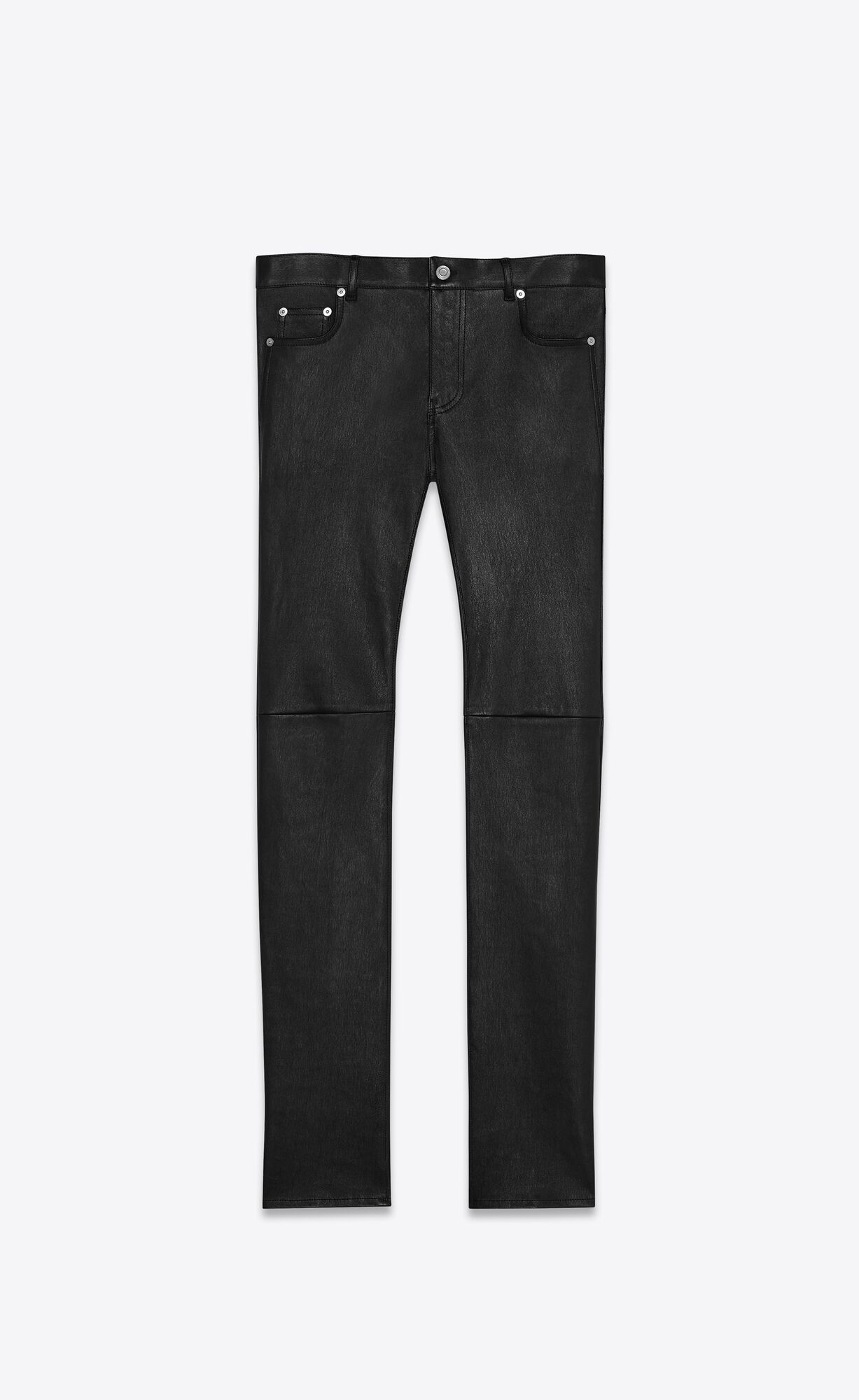 YSL Skinny Pants In Stretch Grained Leather Black | 6085732-NT