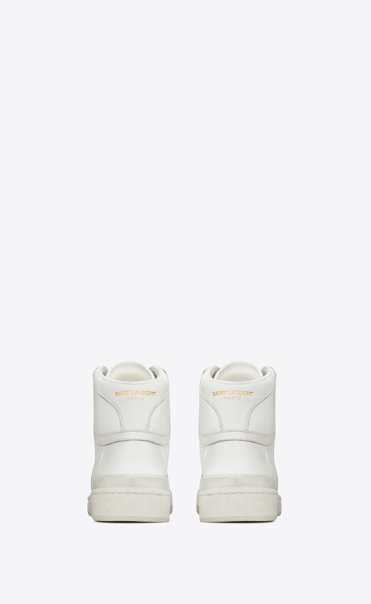 YSL Sl24 Mid-top Sneakers In Used-look Perforated Leather Optic White | 1328754-AT