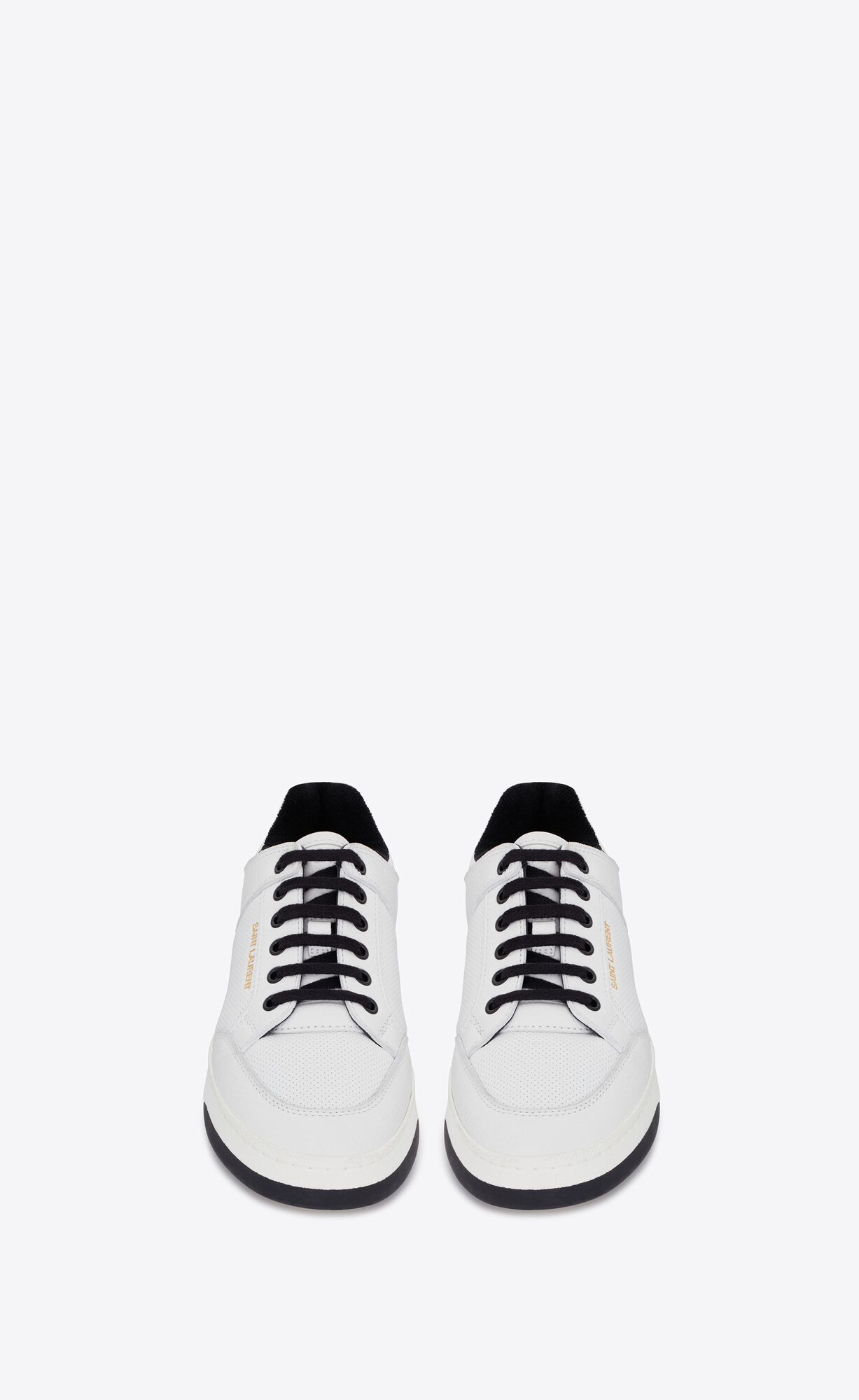 YSL Sl/61 Low-top Sneakers In Smooth And Grained Leather Blanc Optique | 4316825-TU