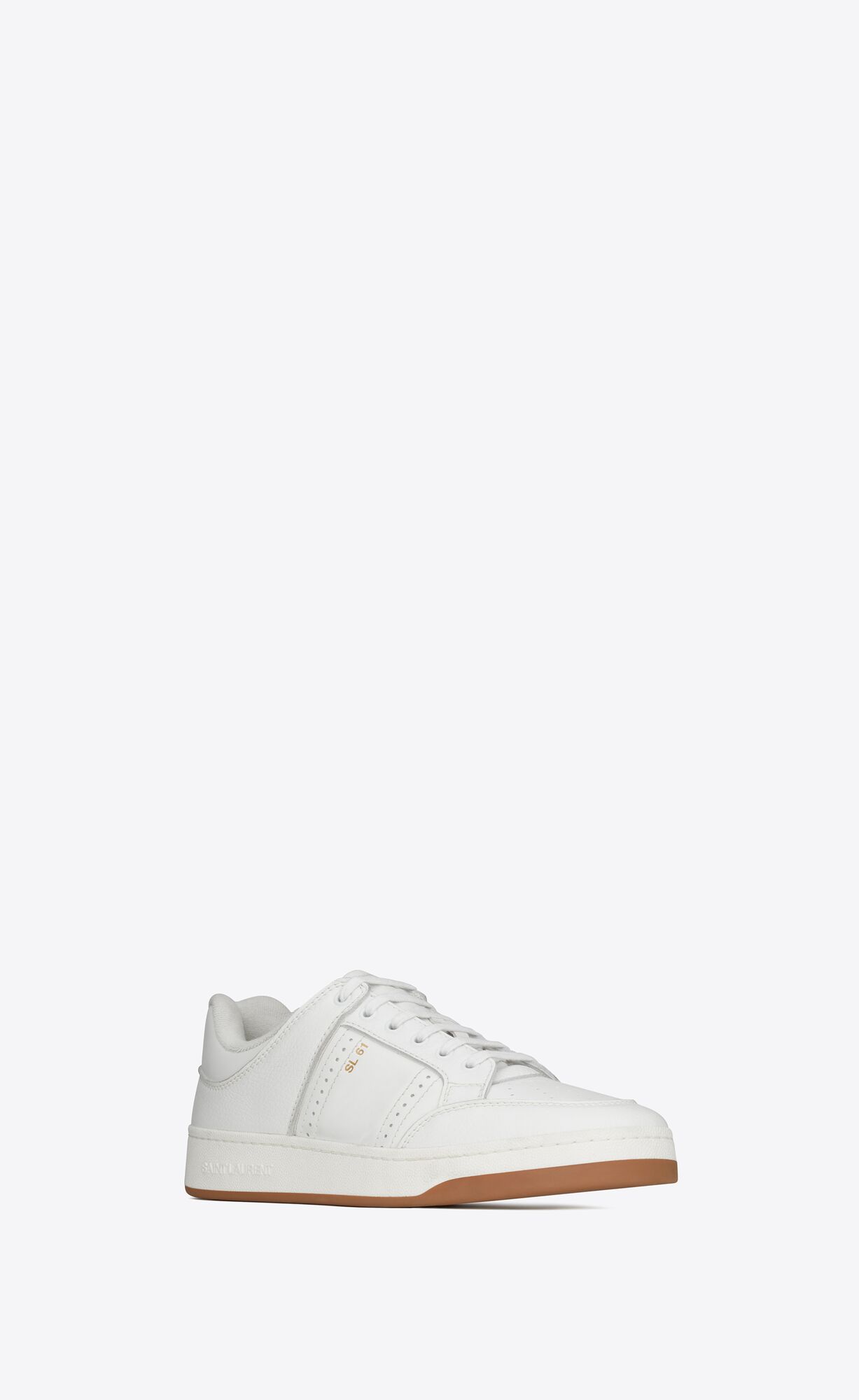 YSL Sl/61 Low-top Sneakers In Smooth And Grained Leather White | 9782063-GM