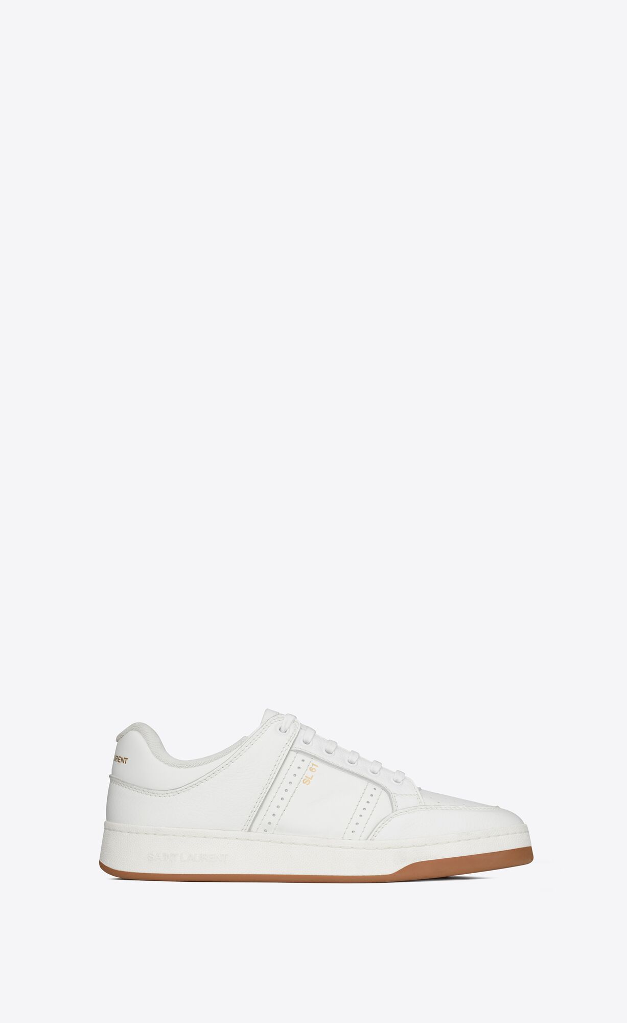 YSL Sl/61 Low-top Sneakers In Smooth And Grained Leather White | 9782063-GM