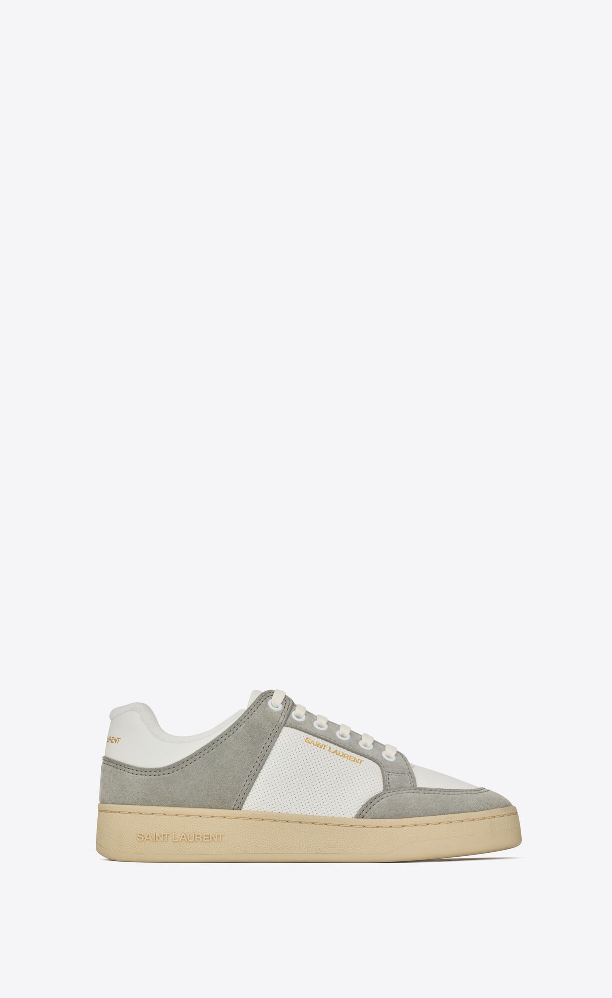 YSL Sl/61 Sneakers In Leather And Suede Blanc Optique And Paris Roof | 6523018-AJ