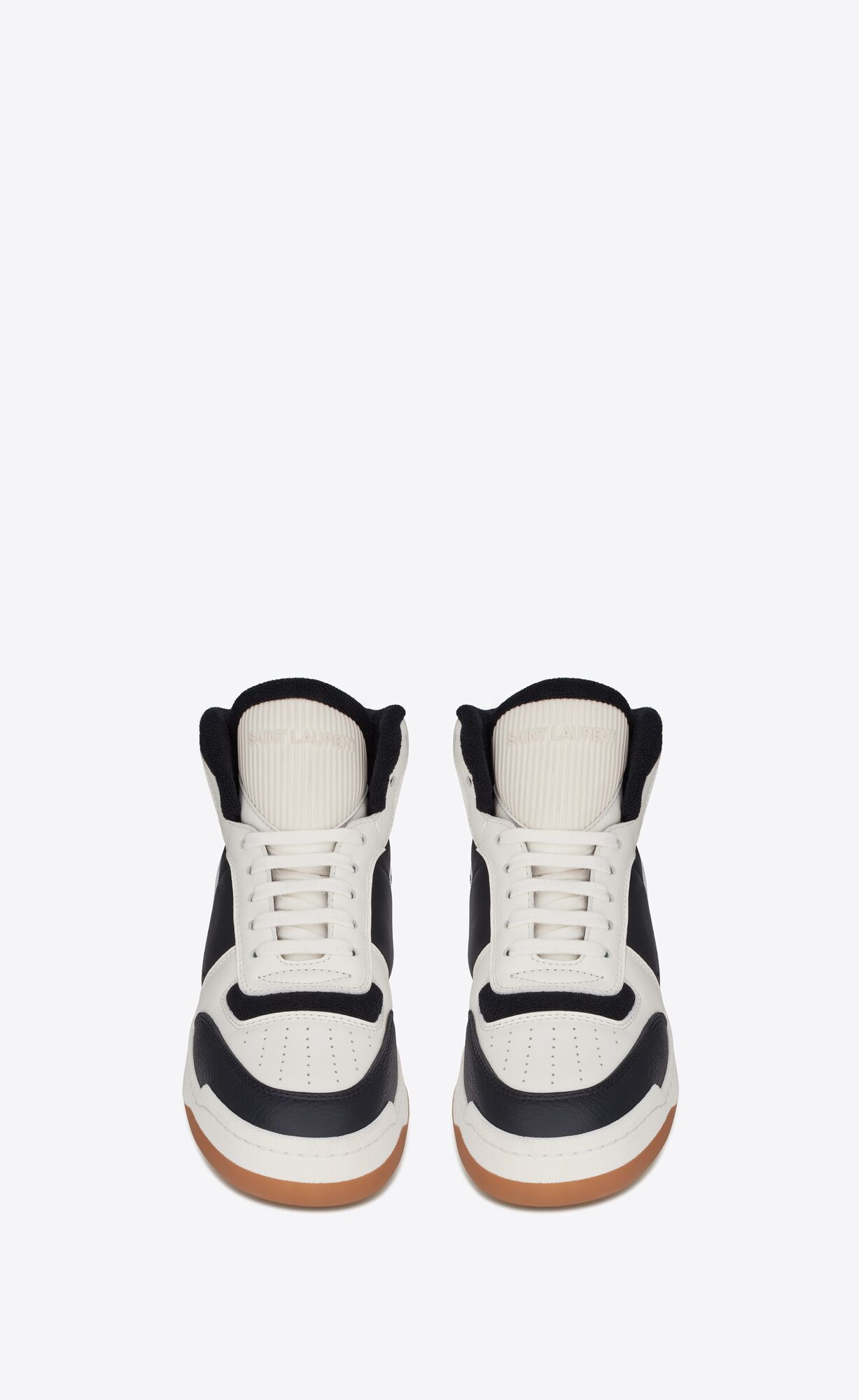 YSL Sl/80 Mid-top Sneakers In Smooth And Grained Leather Coffee And Black | 3692510-NS