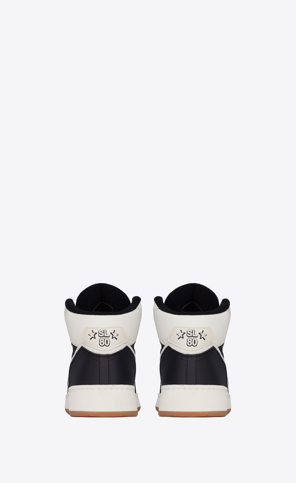 YSL Sl/80 Mid-top Sneakers In Smooth And Grained Leather Coffee And Black | 3692510-NS