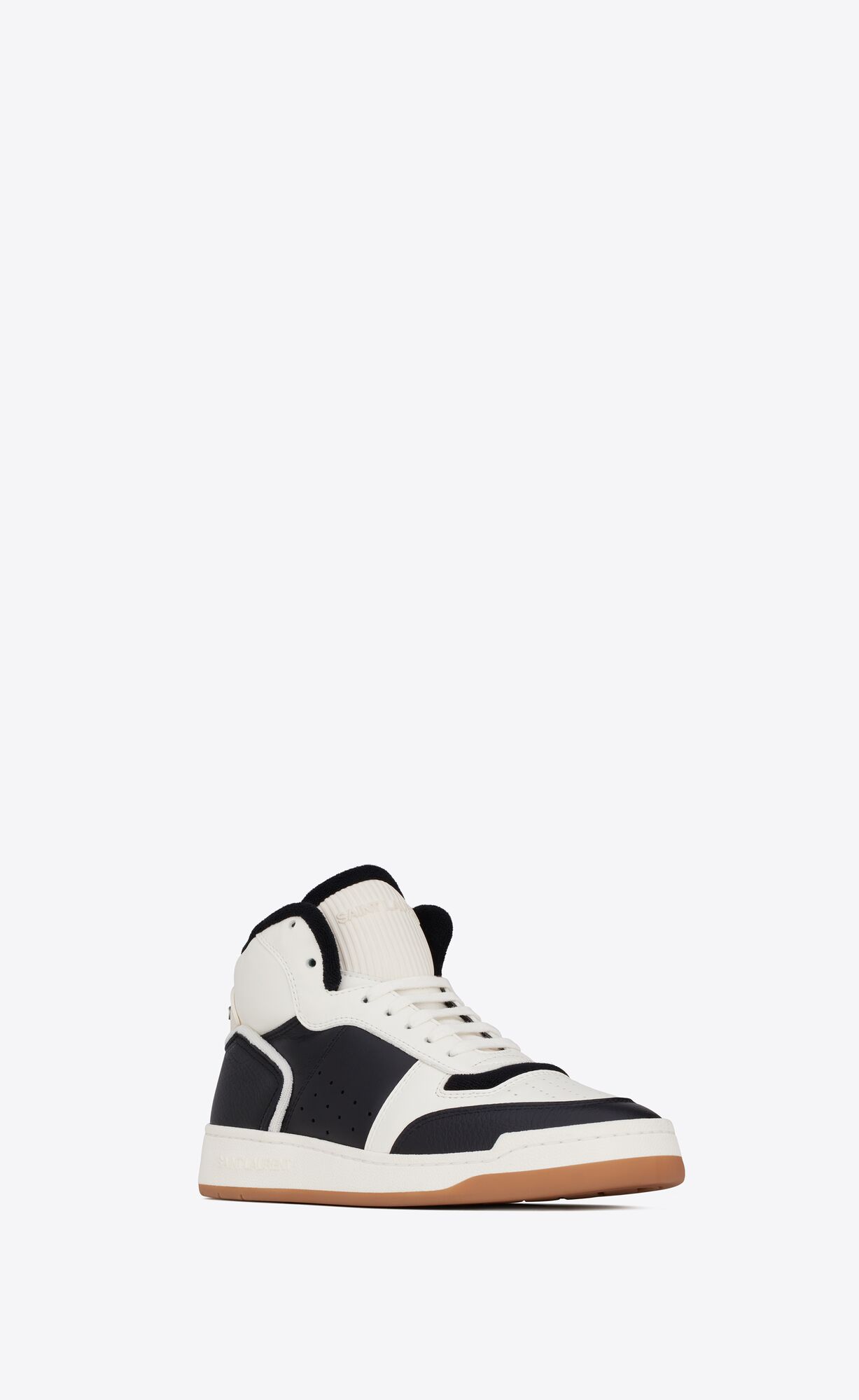 YSL Sl/80 Mid-top Sneakers In Smooth And Grained Leather Coffee And Black | 3692510-NS