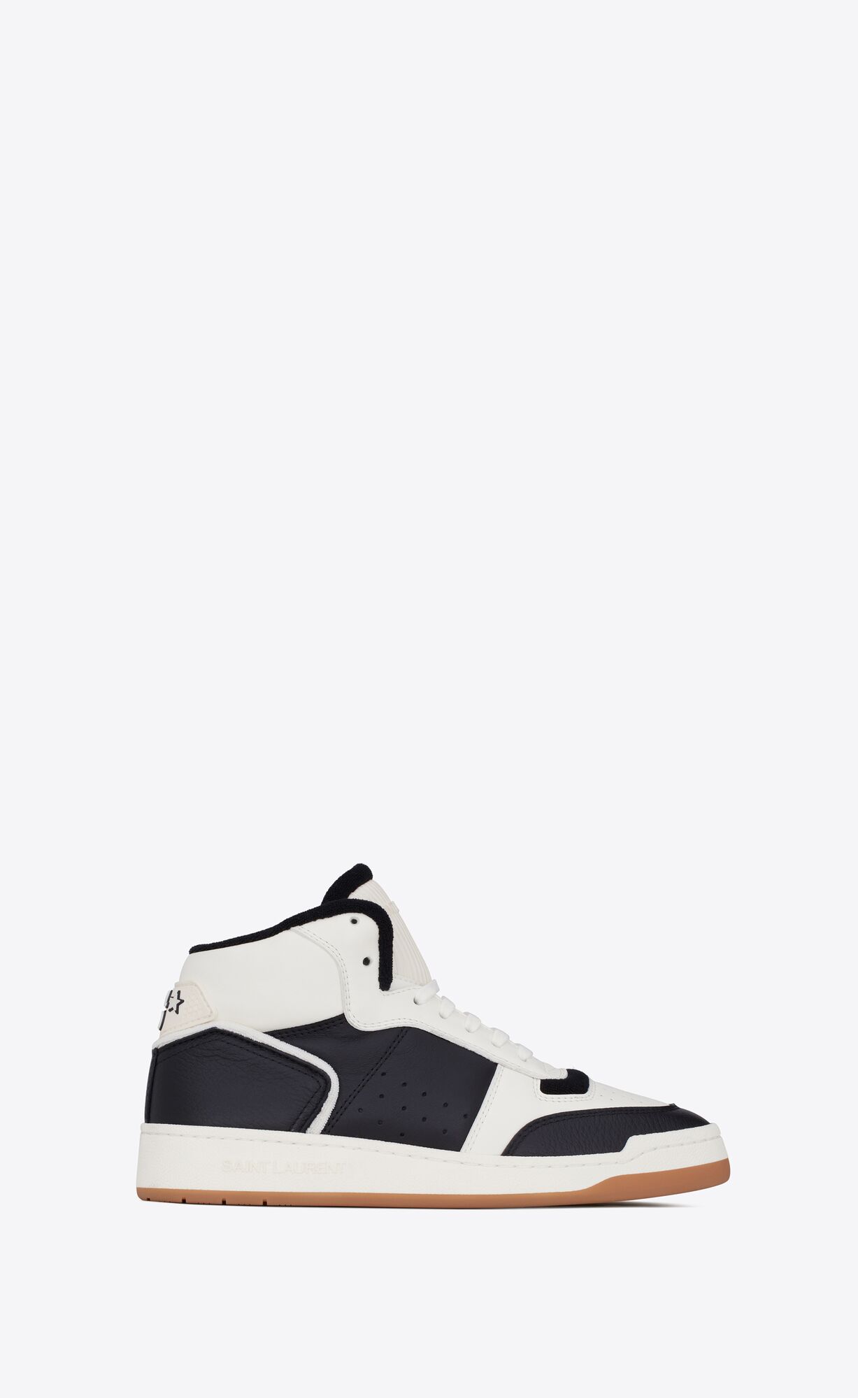 YSL Sl/80 Mid-top Sneakers In Smooth And Grained Leather Coffee And Black | 3692510-NS