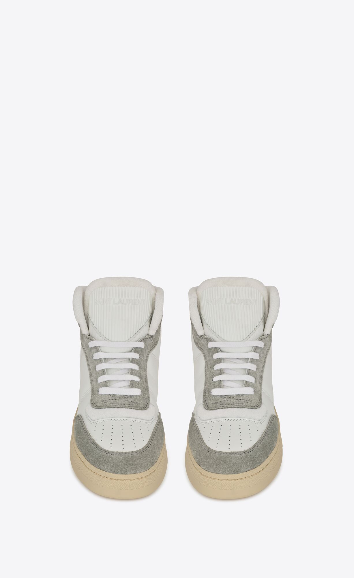 YSL Sl/80 Sneakers In Leather And Suede Blanc Optique And Paris Roof | 2071539-PM