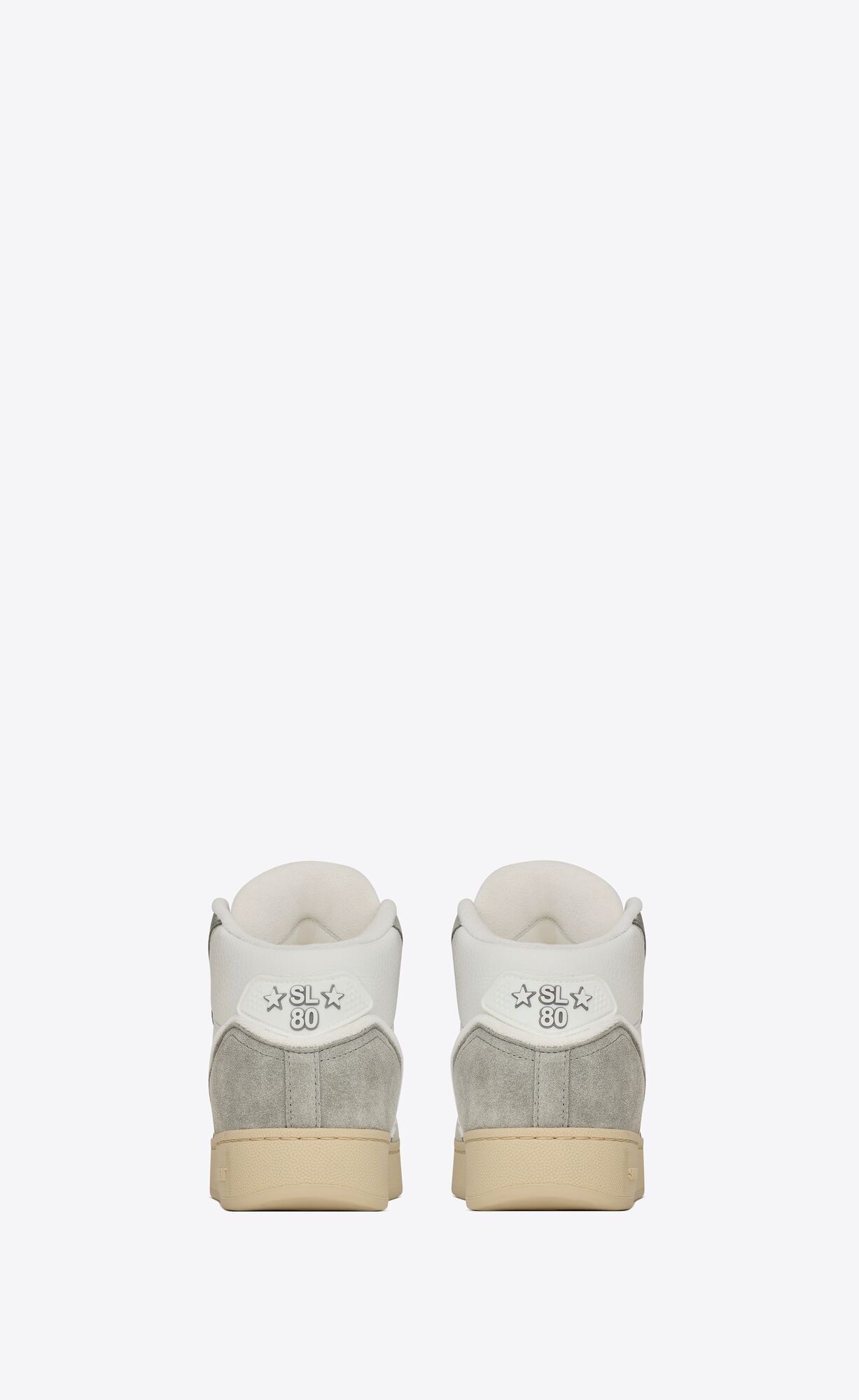 YSL Sl/80 Sneakers In Leather And Suede Blanc Optique And Paris Roof | 2071539-PM