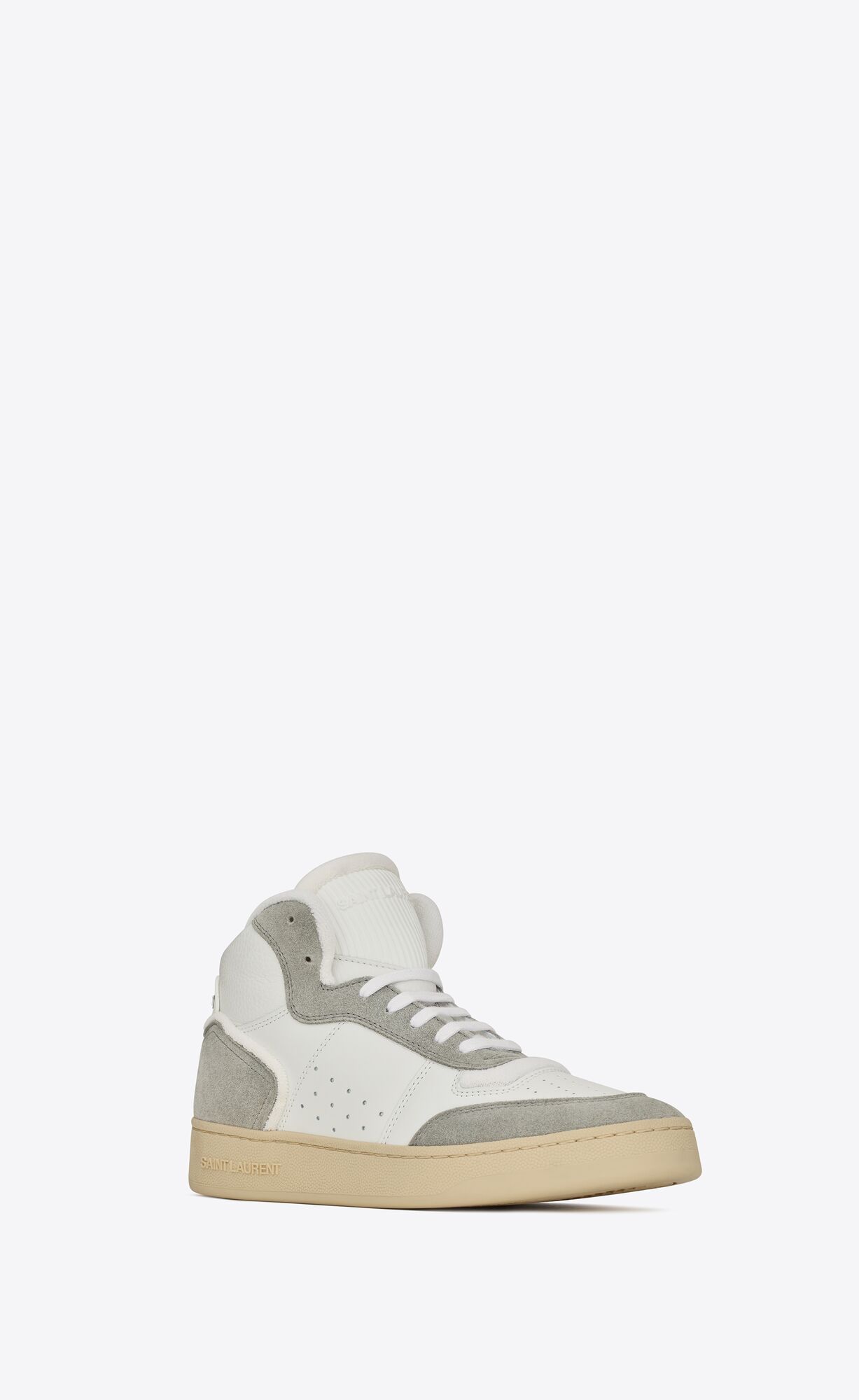 YSL Sl/80 Sneakers In Leather And Suede Blanc Optique And Paris Roof | 2071539-PM