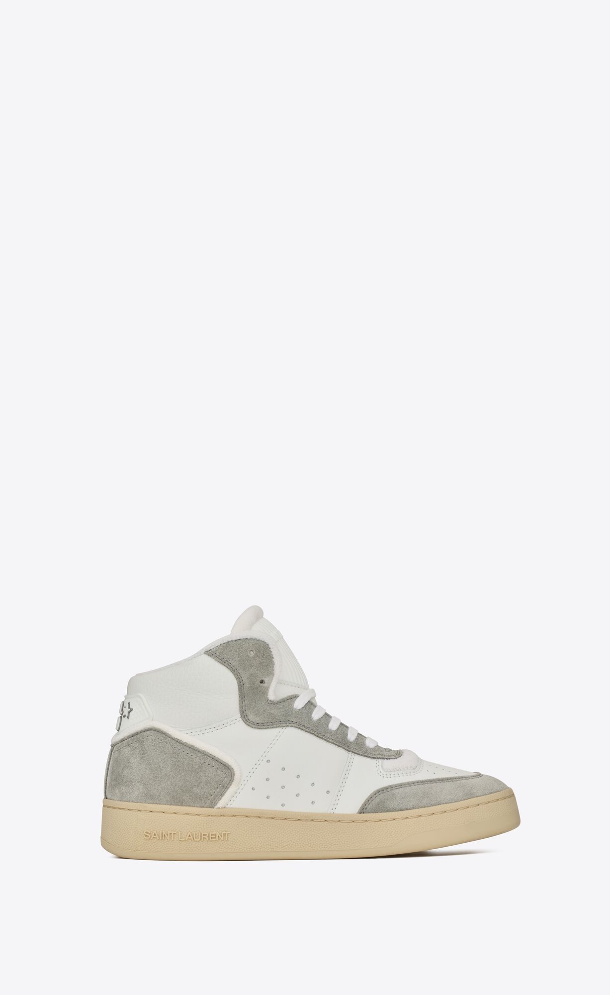 YSL Sl/80 Sneakers In Leather And Suede Blanc Optique And Paris Roof | 2071539-PM