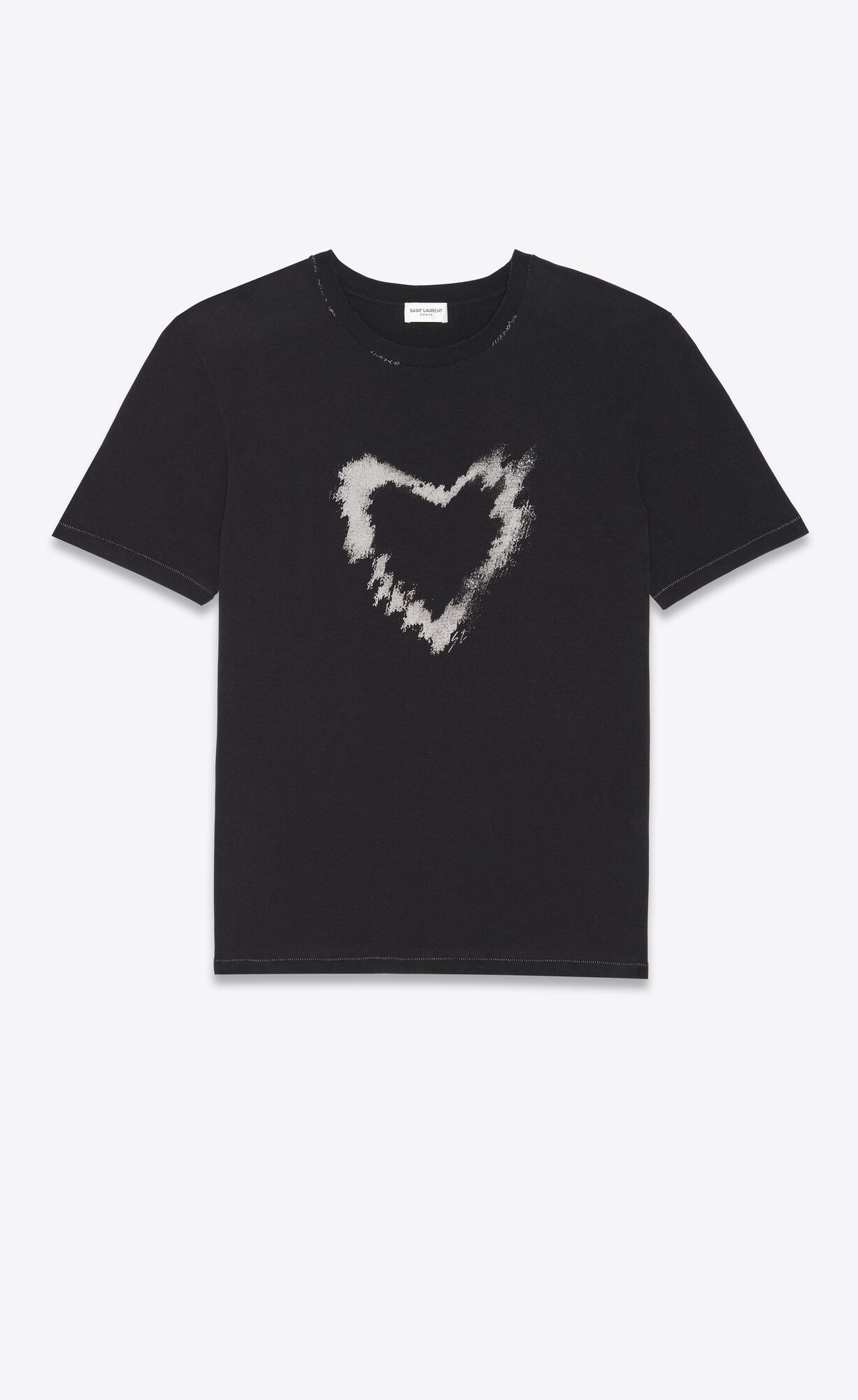YSL Sl Heart T-shirt Noir Gris | 9381756-XL