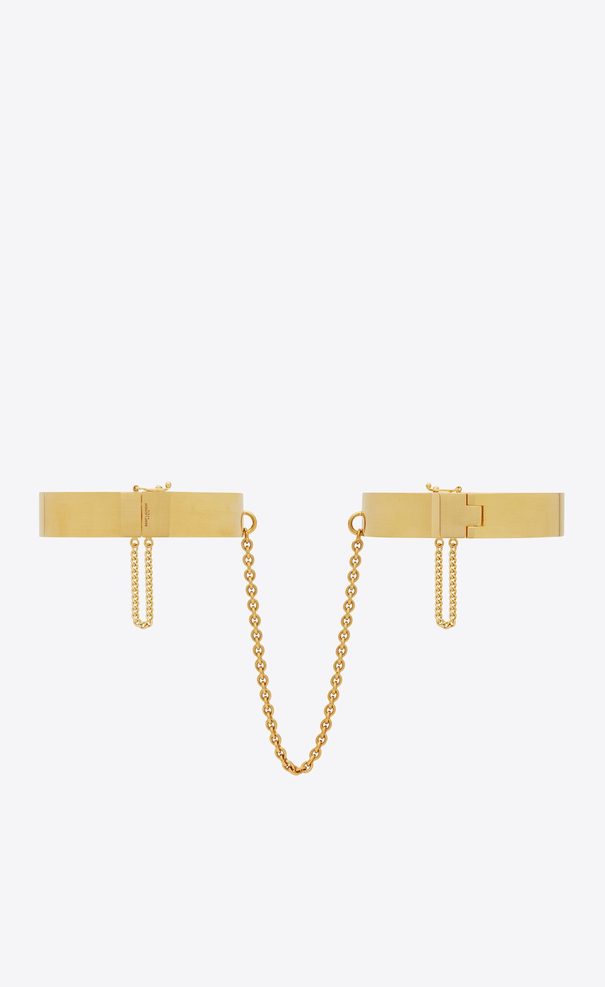 YSL Small Double Chain Handcuff Bracelets In Metal Gold | 9635842-CW