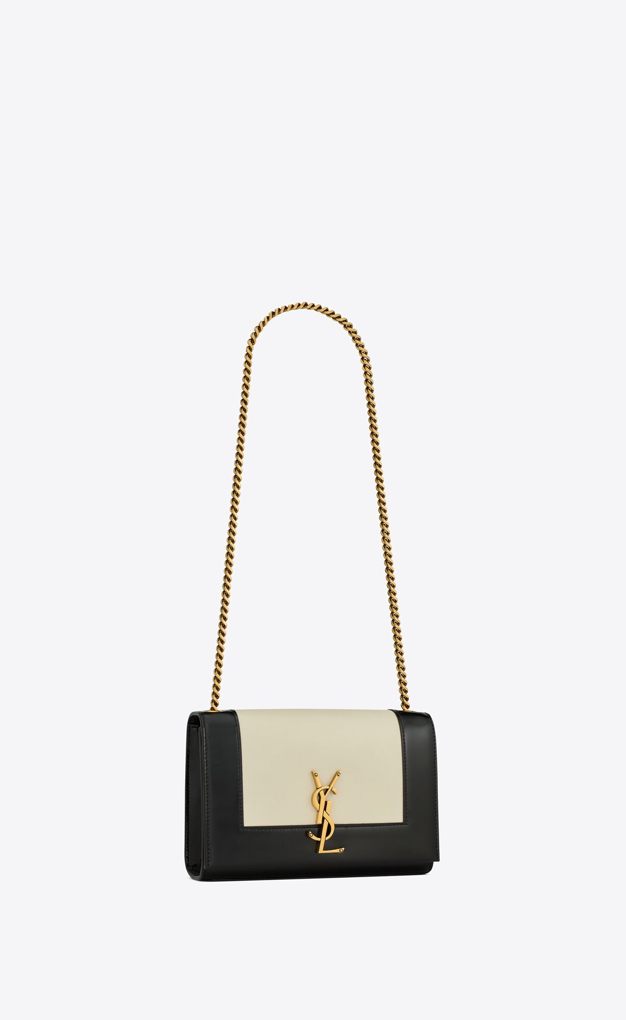 YSL Small Kate In Smooth And Shiny Leather Off White And Black | 2461039-OF