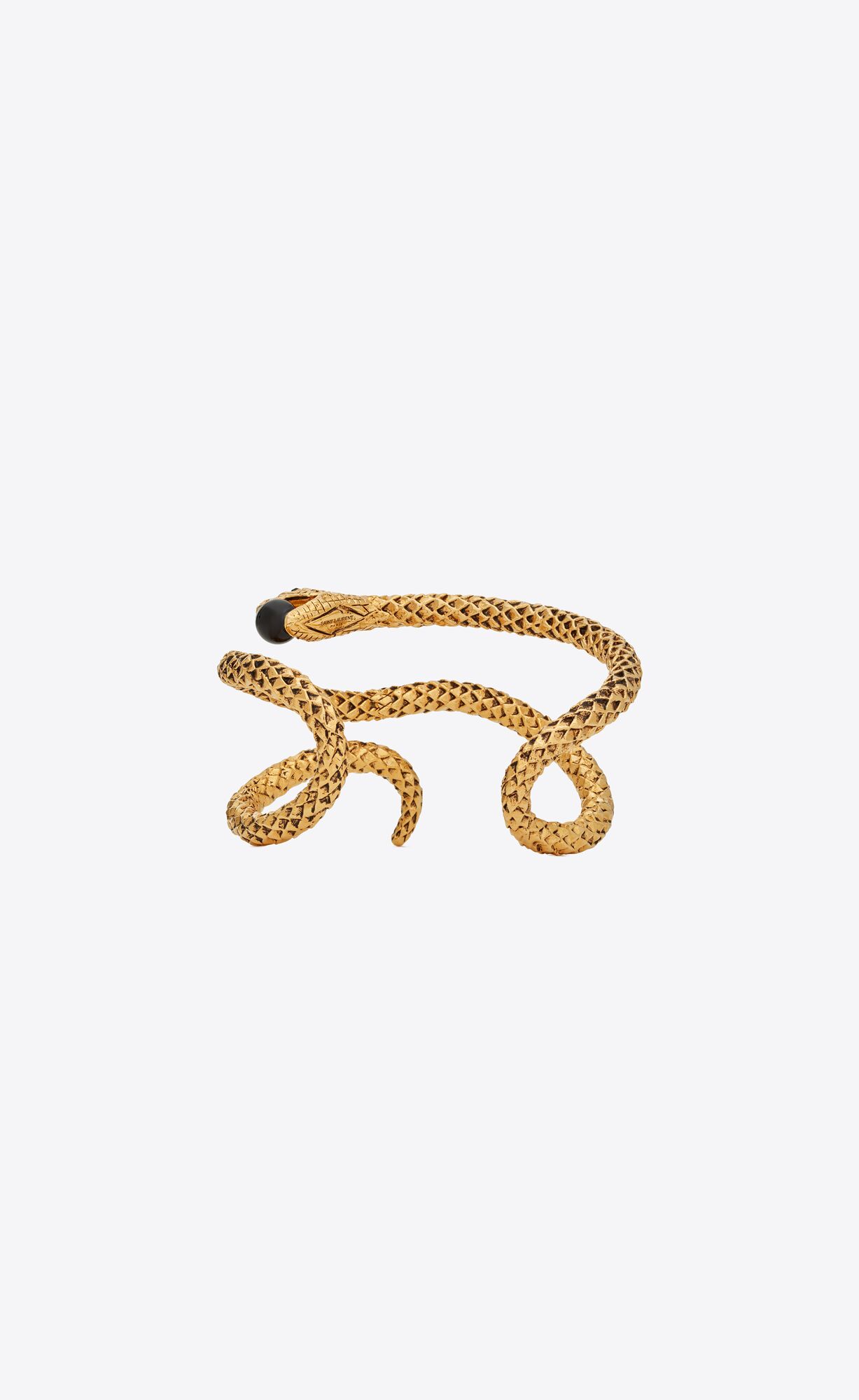 YSL Snake Cuff Bracelet In Metal Aged Brass Gold And Black | 5031689-LK