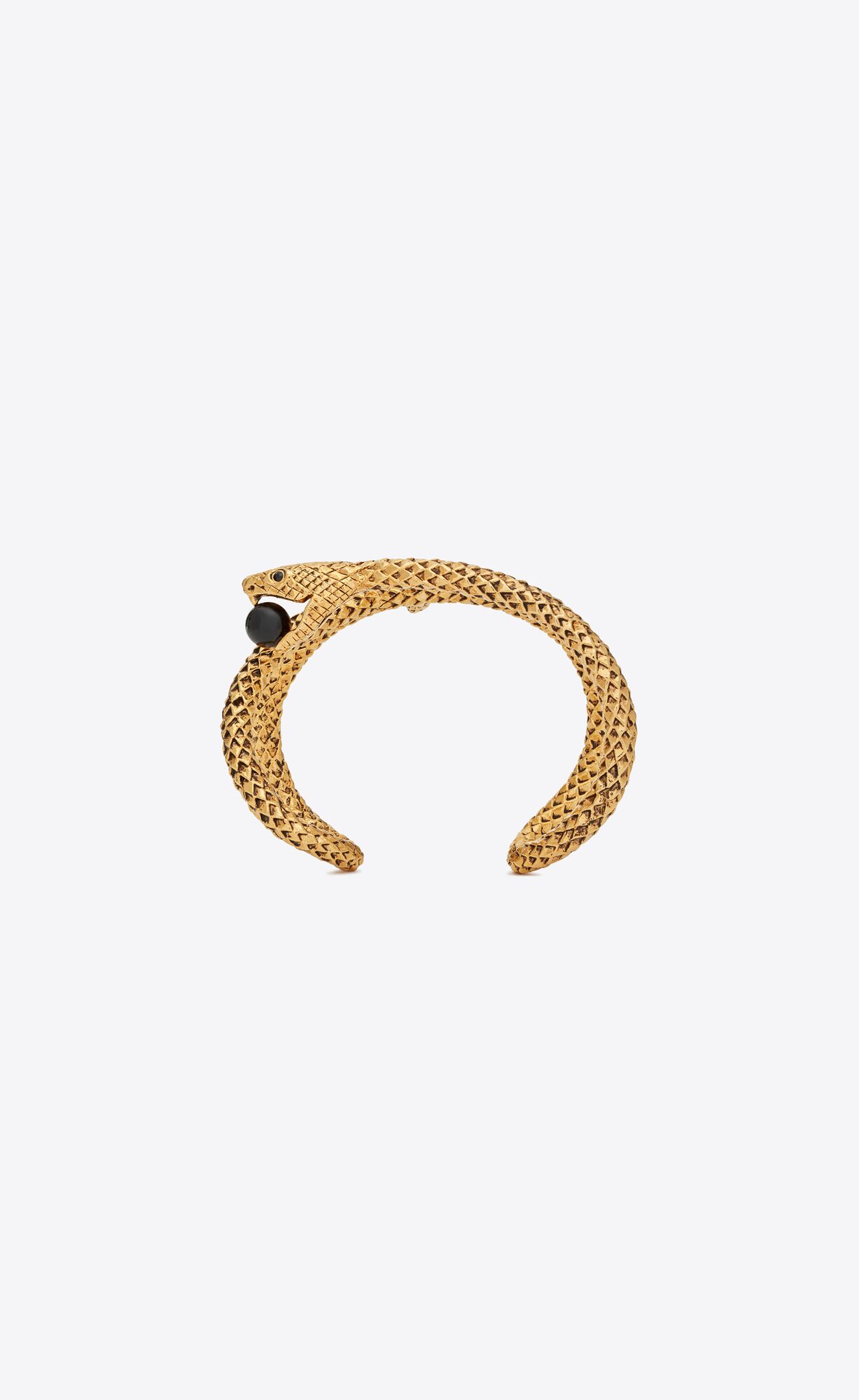 YSL Snake Cuff Bracelet In Metal Aged Brass Gold And Black | 5031689-LK