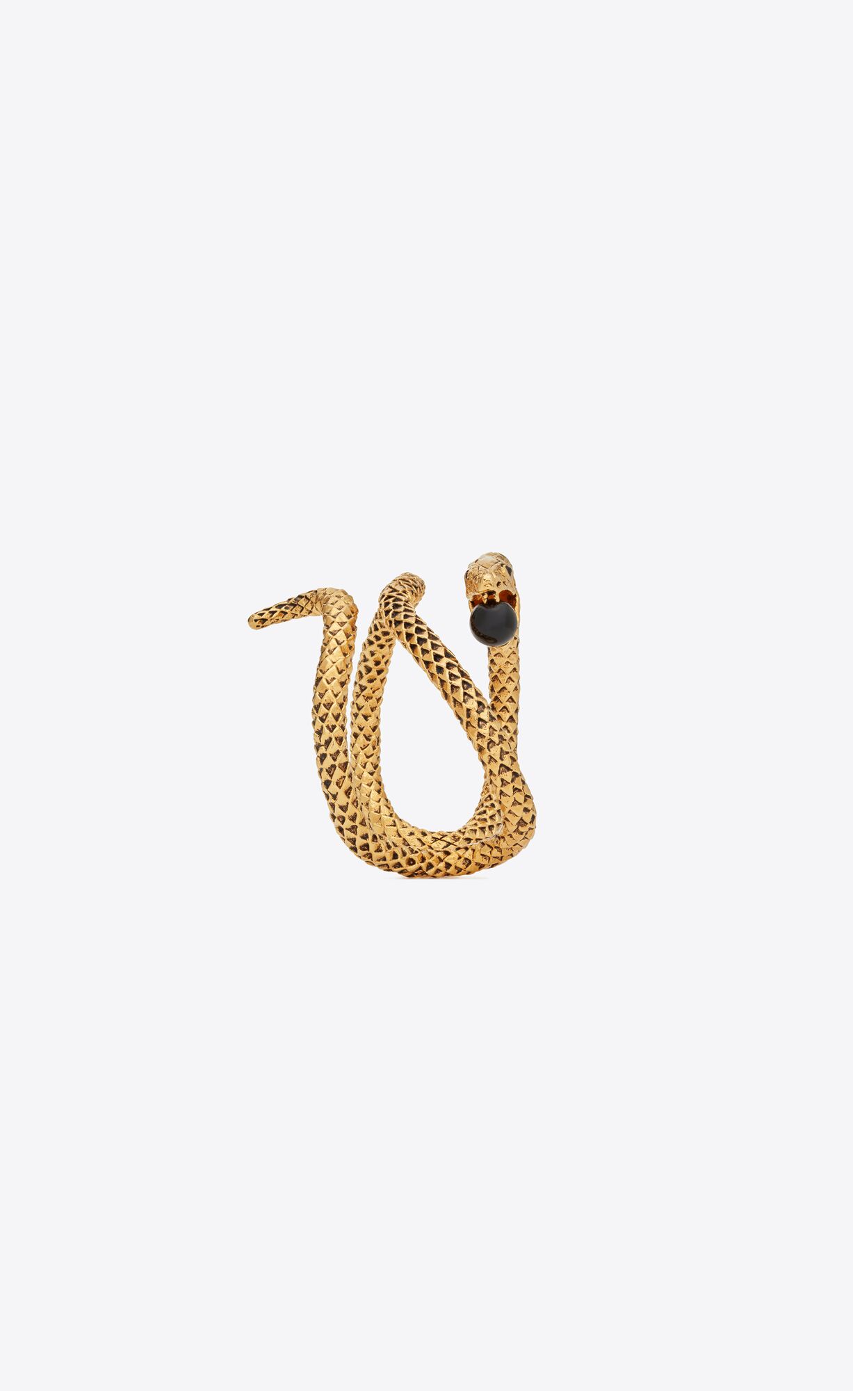 YSL Snake Cuff Bracelet In Metal Aged Brass Gold And Black | 5031689-LK