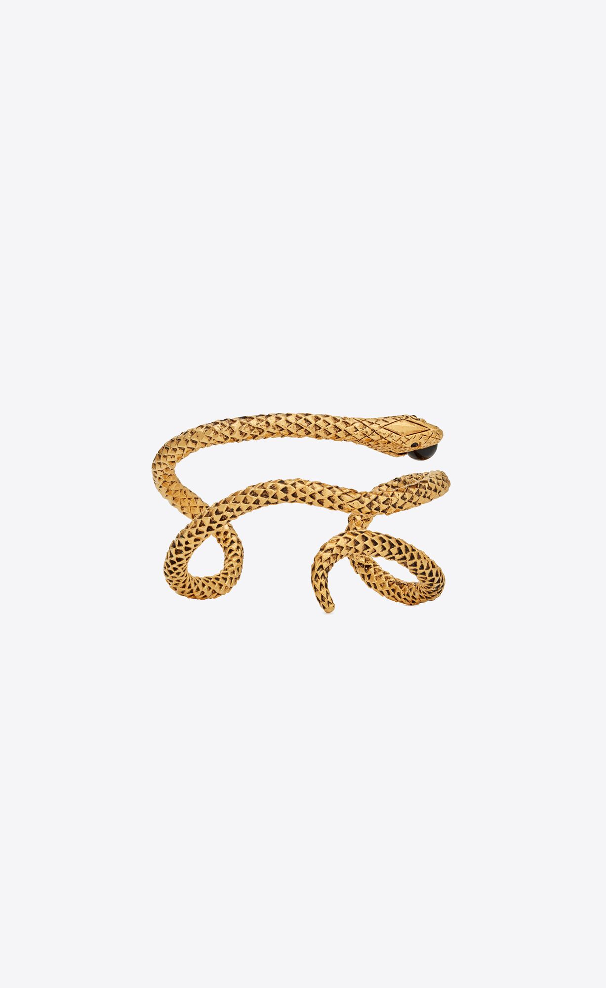 YSL Snake Cuff Bracelet In Metal Aged Brass Gold And Black | 5031689-LK