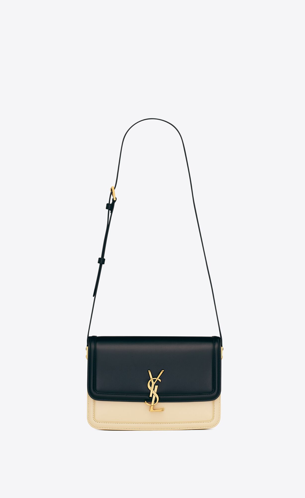 YSL Solferino Medium Satchel In Box Saint Laurent Leather Black And Off White | 7198426-GN