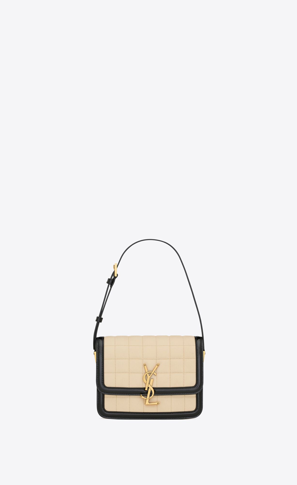 YSL Solferino Small In Quilted Nubuck Suede Off White And Black | 6137802-DM