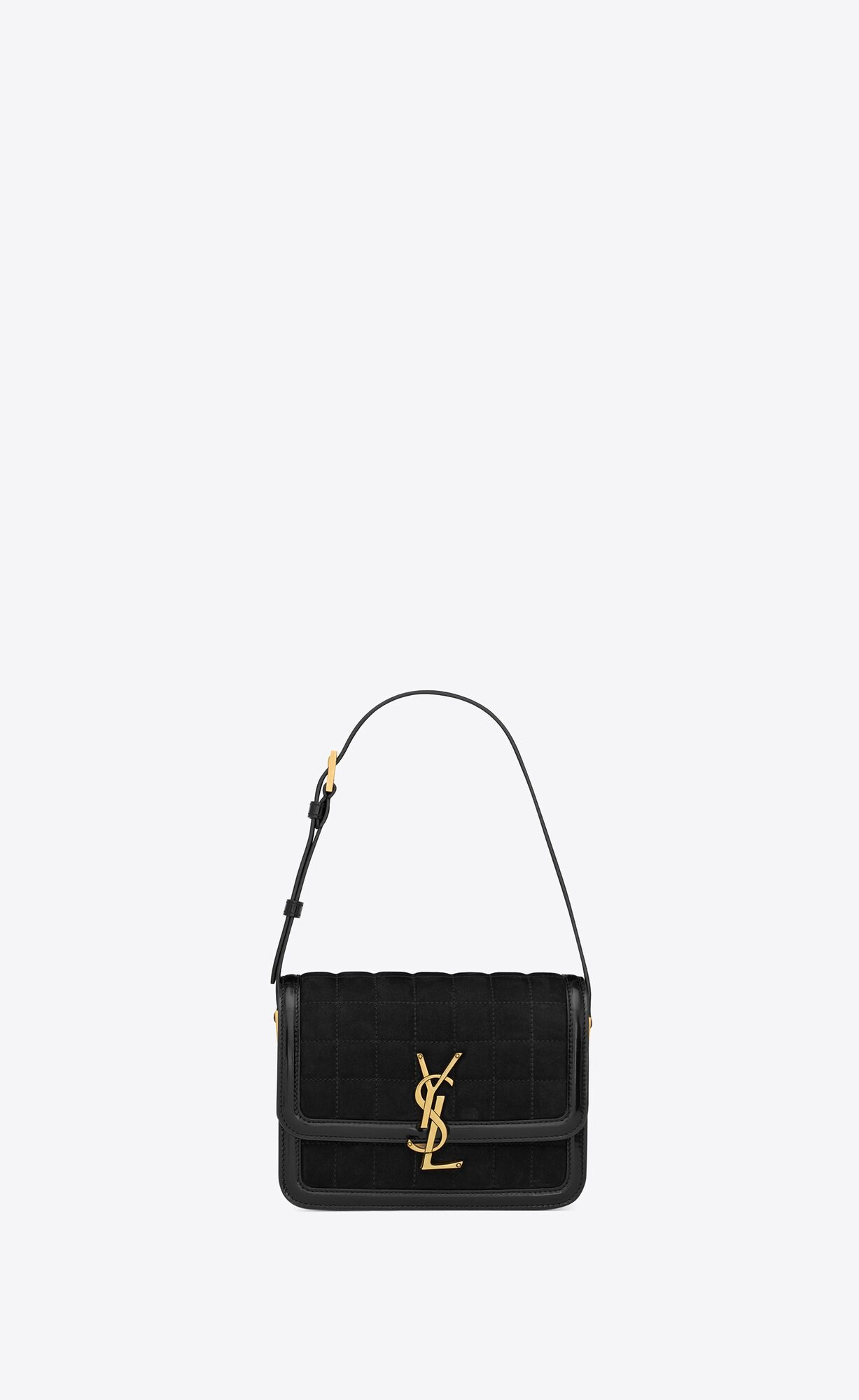 YSL Solferino Small Satchel In Quilted Nubuck Suede Black | 3495126-UO