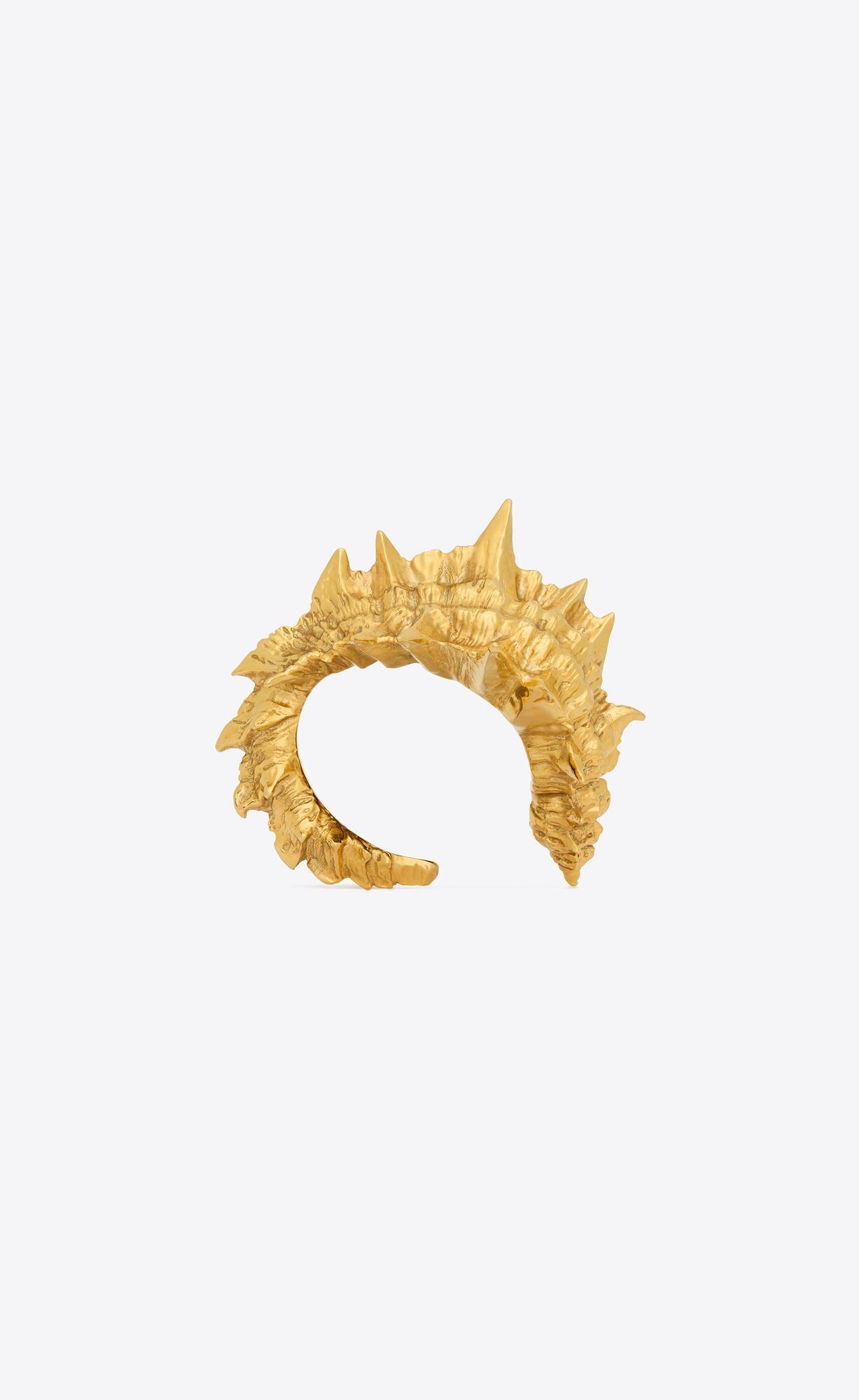 YSL Spiky Shell Cuff In Metal Light Satin Gold | 7136258-VF