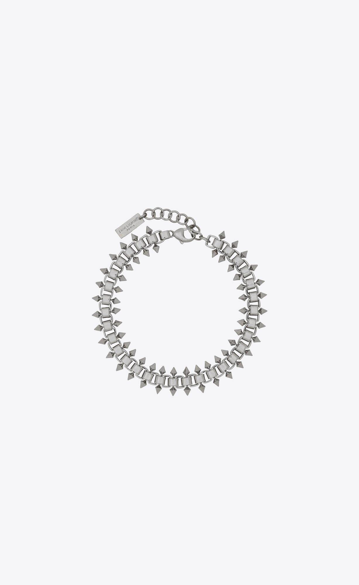 YSL Square And Spikes Chain Bracelet In Metal Palladium | 8025619-JW