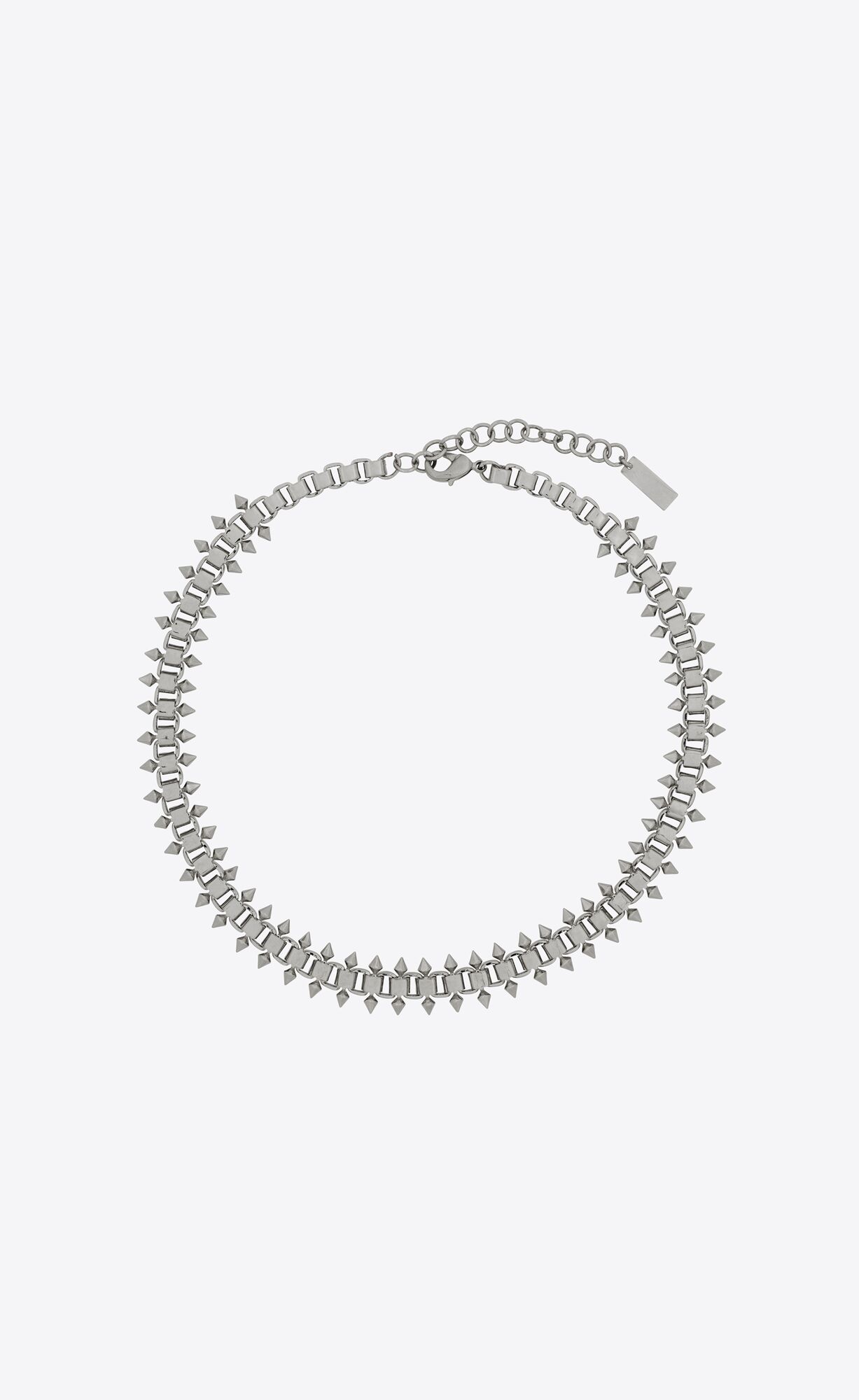 YSL Square And Spikes Short Chain Necklace In Metal Palladium | 9315782-UC