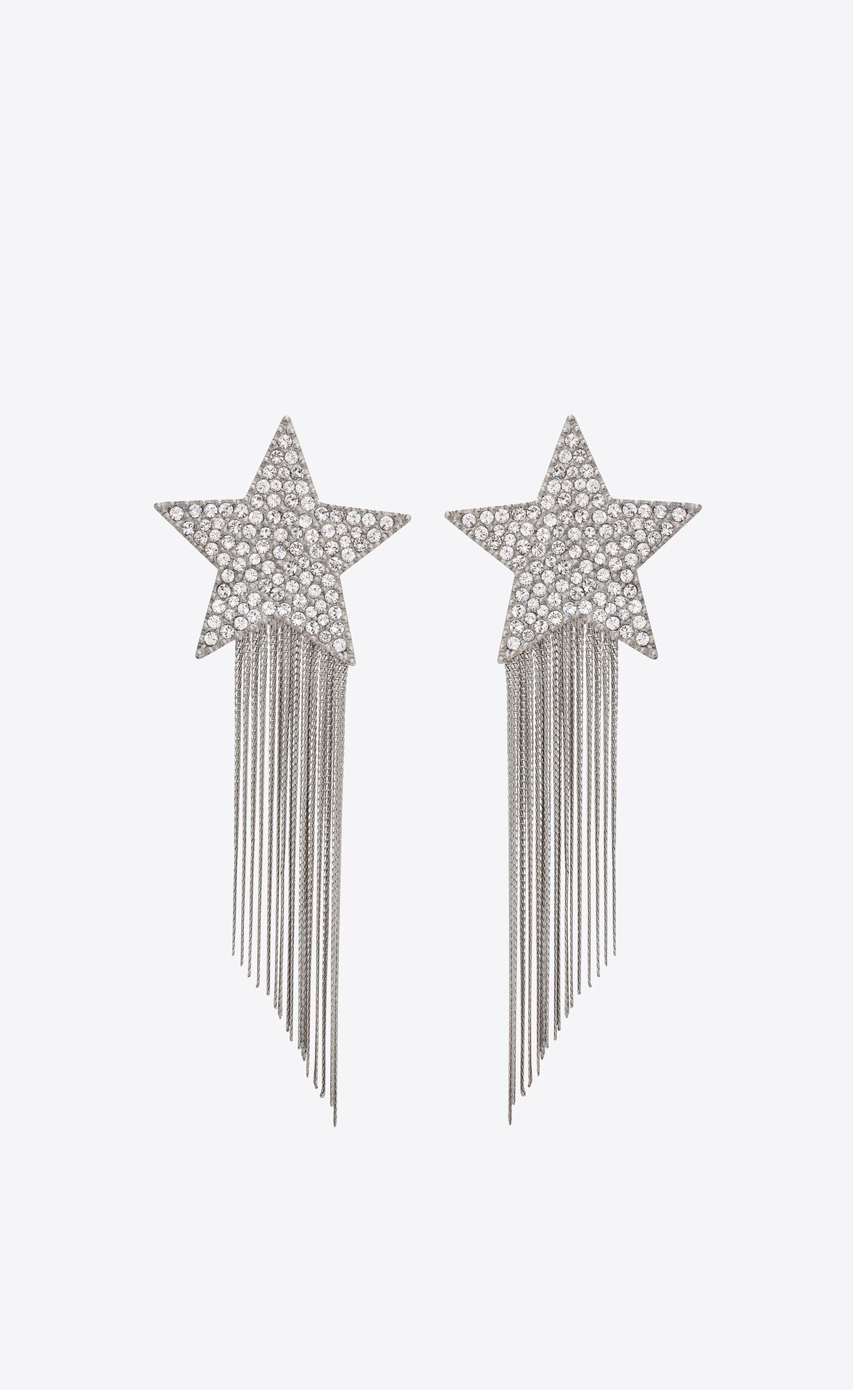 YSL Star Earrings With Brass Chains Palladium | 4097821-VN