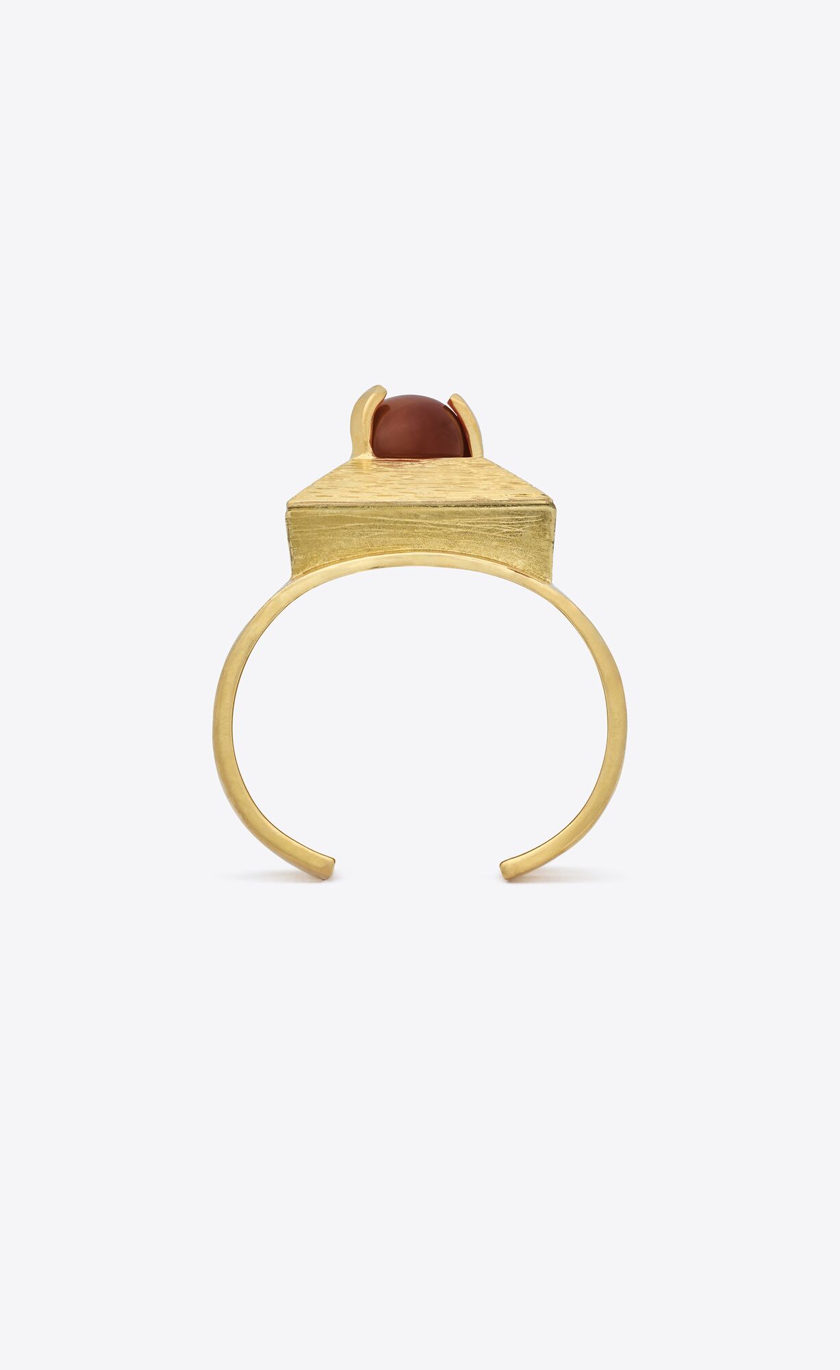 YSL Stone And Square Cuff In Metal Red And Gold | 8759462-DU