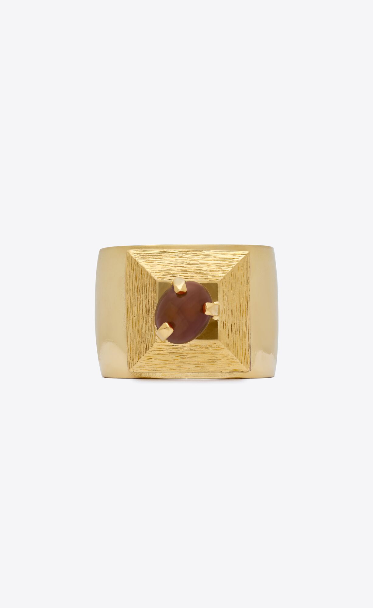 YSL Stone And Square Cuff In Metal Red And Gold | 8759462-DU