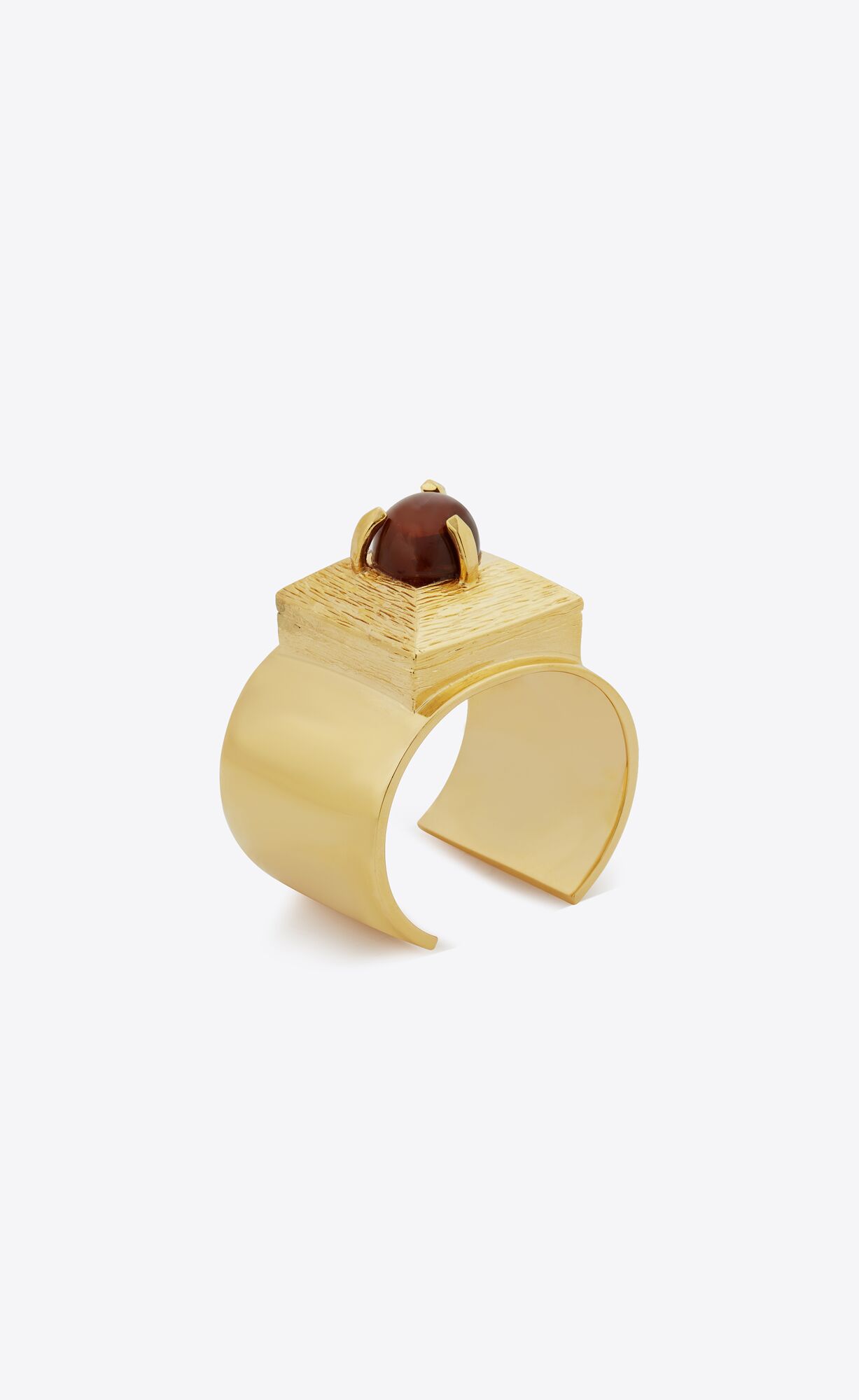 YSL Stone And Square Cuff In Metal Red And Gold | 8759462-DU