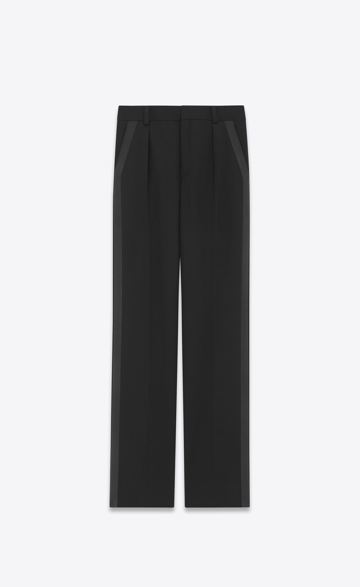 YSL Straight Tuxedo Pants In Grain De Poudre Black | 9403681-OT
