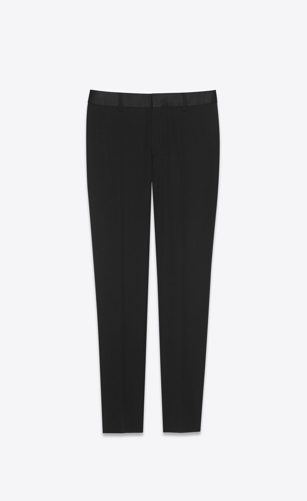 YSL Straight-leg Tuxedo Pants In Grain De Poudre Black | 5672091-JZ