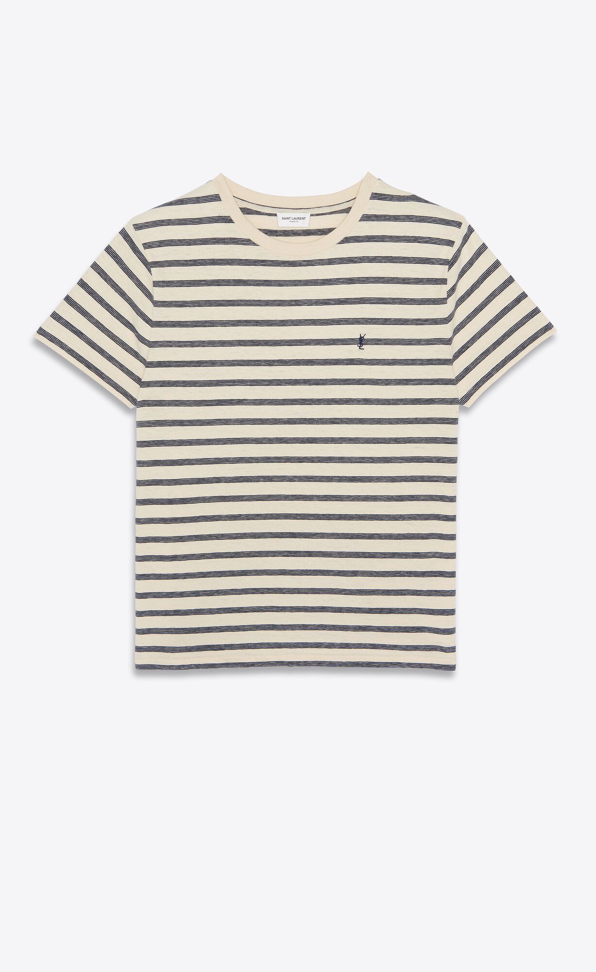 YSL Striped Cassandre T-shirt In Jersey Naturel Et Marine | 1678350-RC