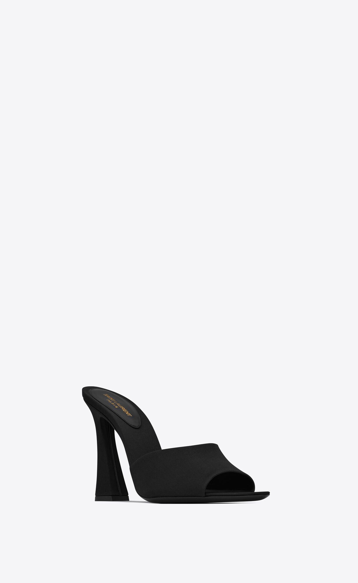 YSL Suite Heeled Mules In Crepe Satin Black | 0742985-HU