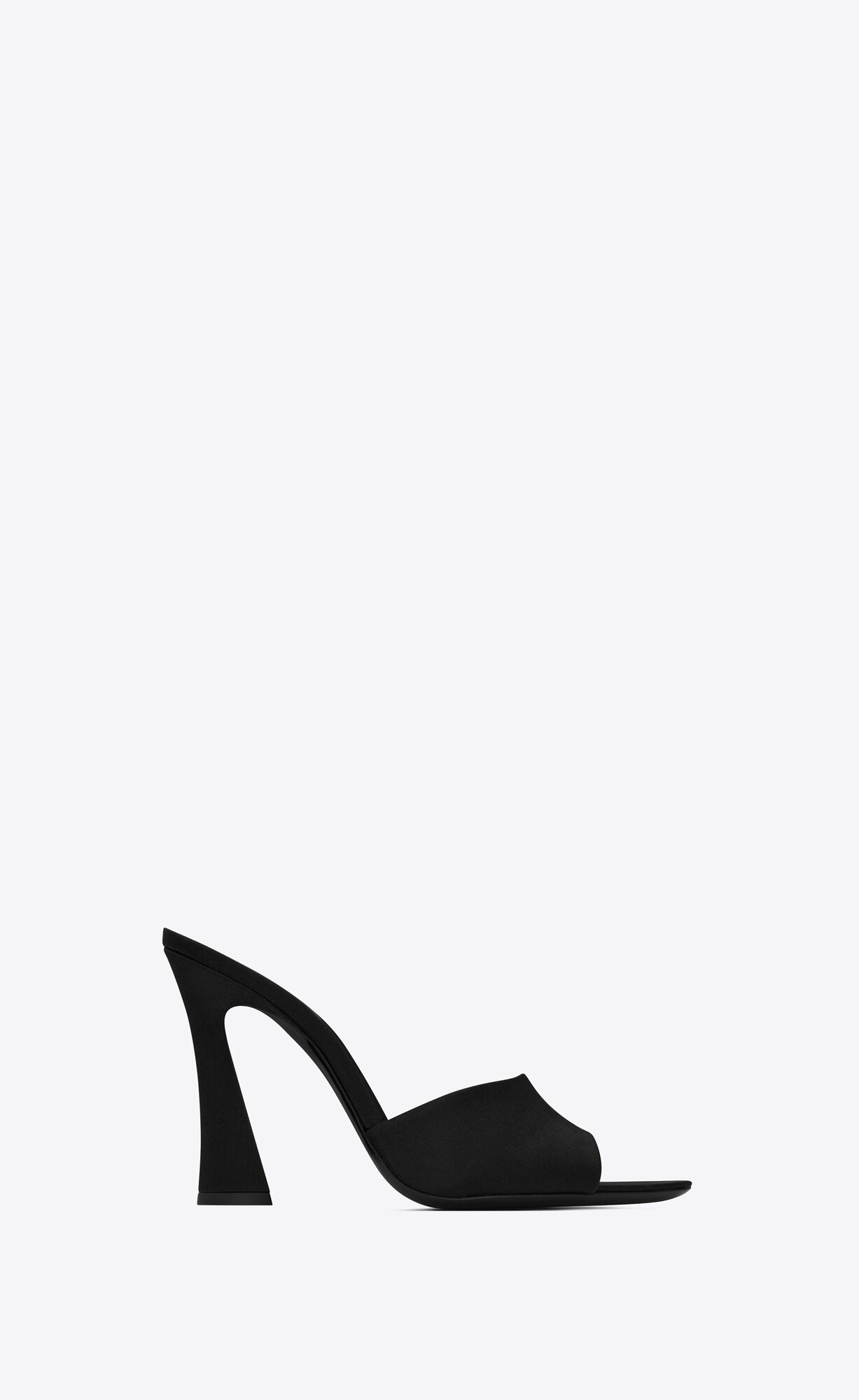 YSL Suite Heeled Mules In Crepe Satin Black | 0742985-HU