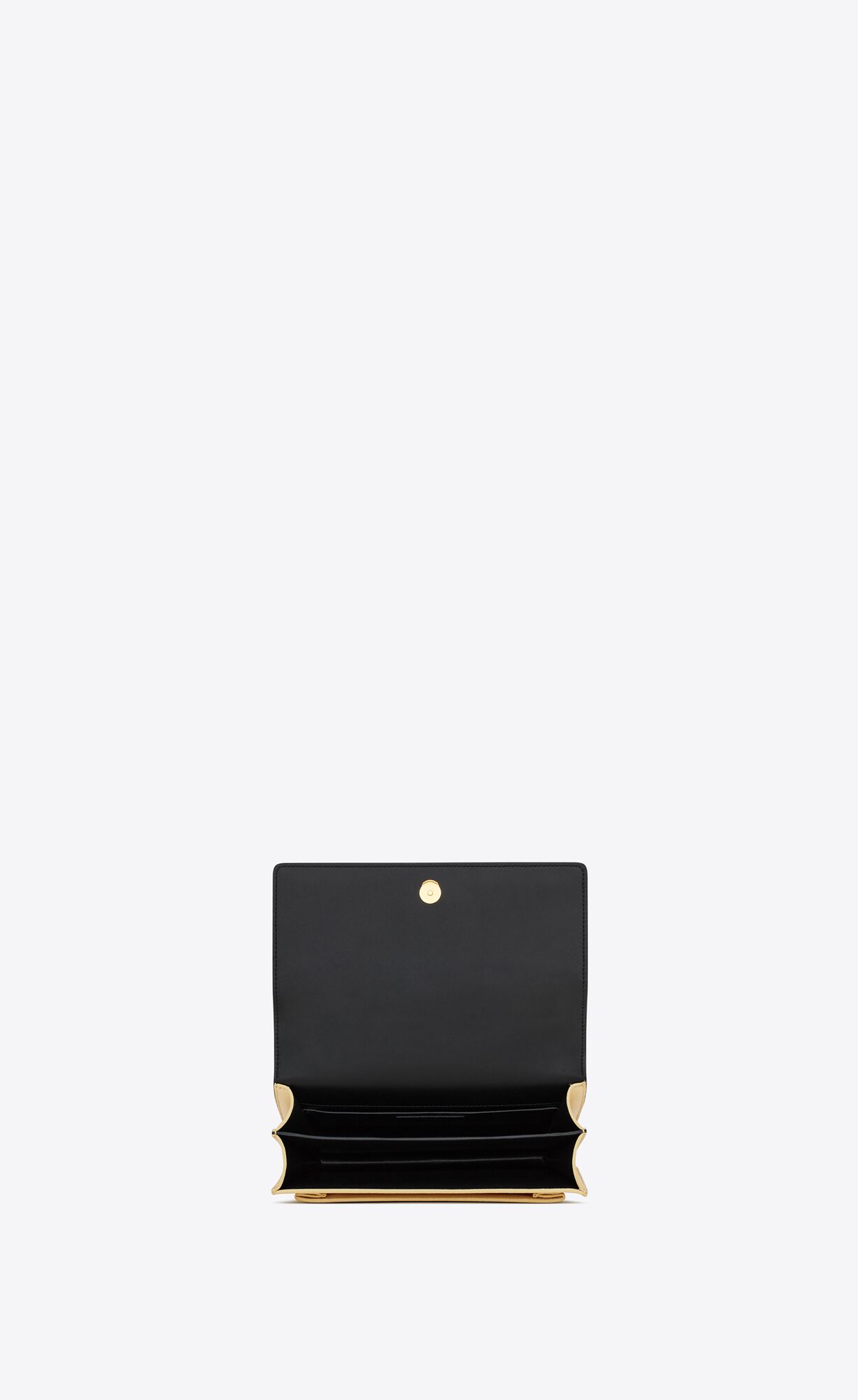 YSL Sunset Medium Chain Bag In Smooth Leather Black And Off White | 7605483-WO