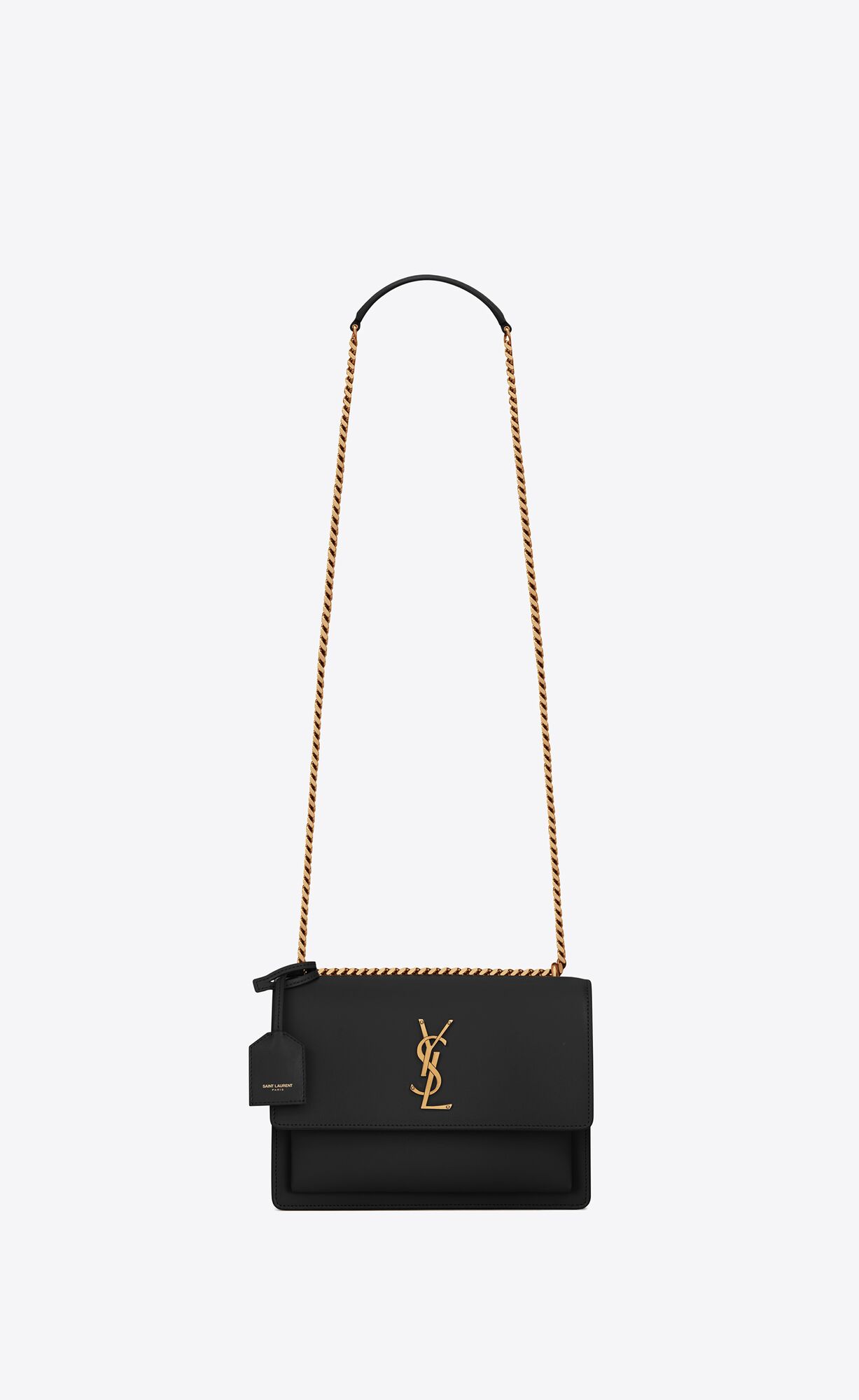 YSL Sunset Medium Chain Bag In Smooth Leather Noir | 8170563-BV