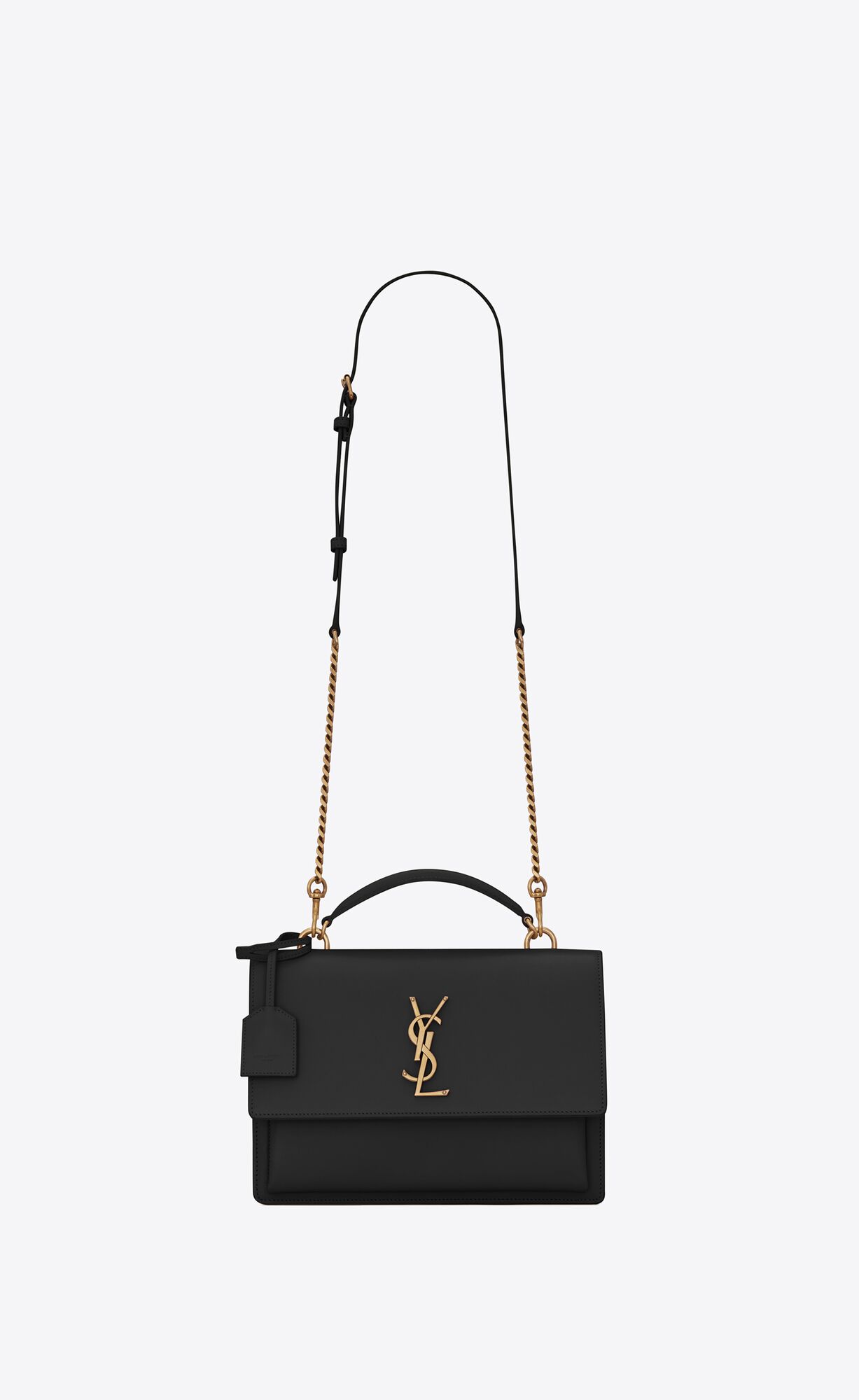 YSL Sunset Medium Top Handle In Smooth Leather Noir | 0693825-IP