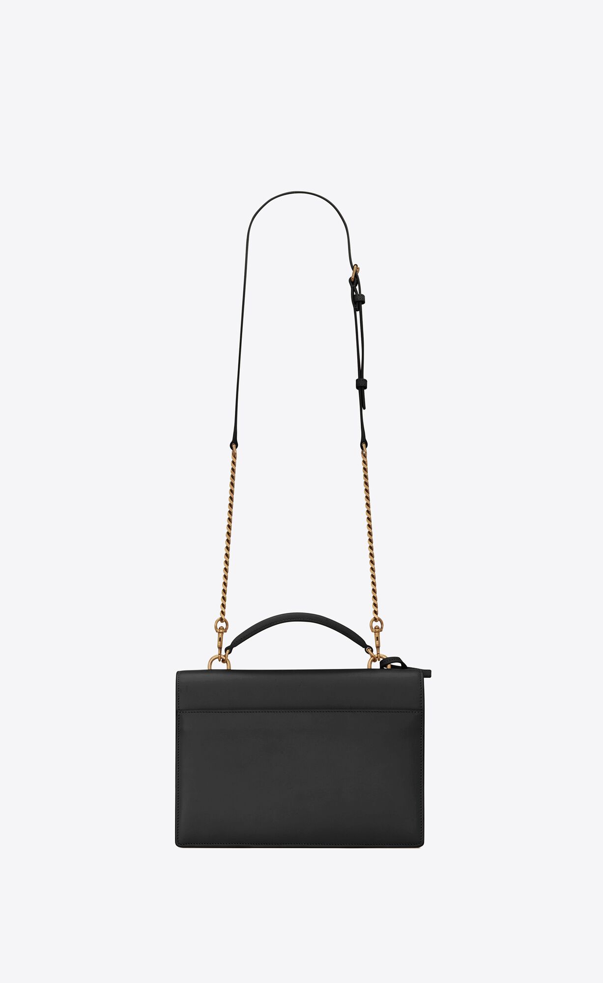YSL Sunset Medium Top Handle In Smooth Leather Black | 7893406-YB