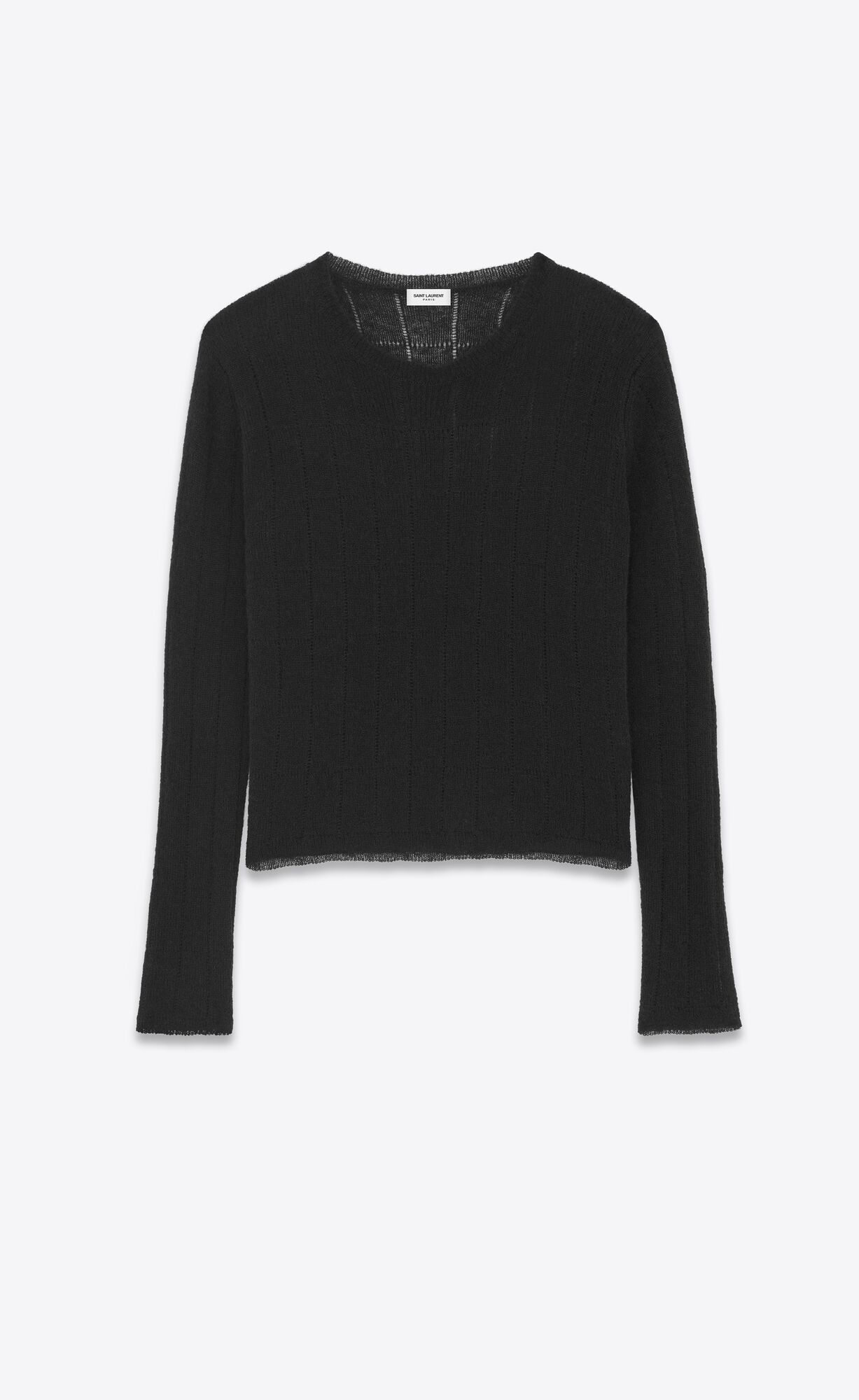 YSL Sweater In Ribbed Mohair And Wool Black | 1932086-OR