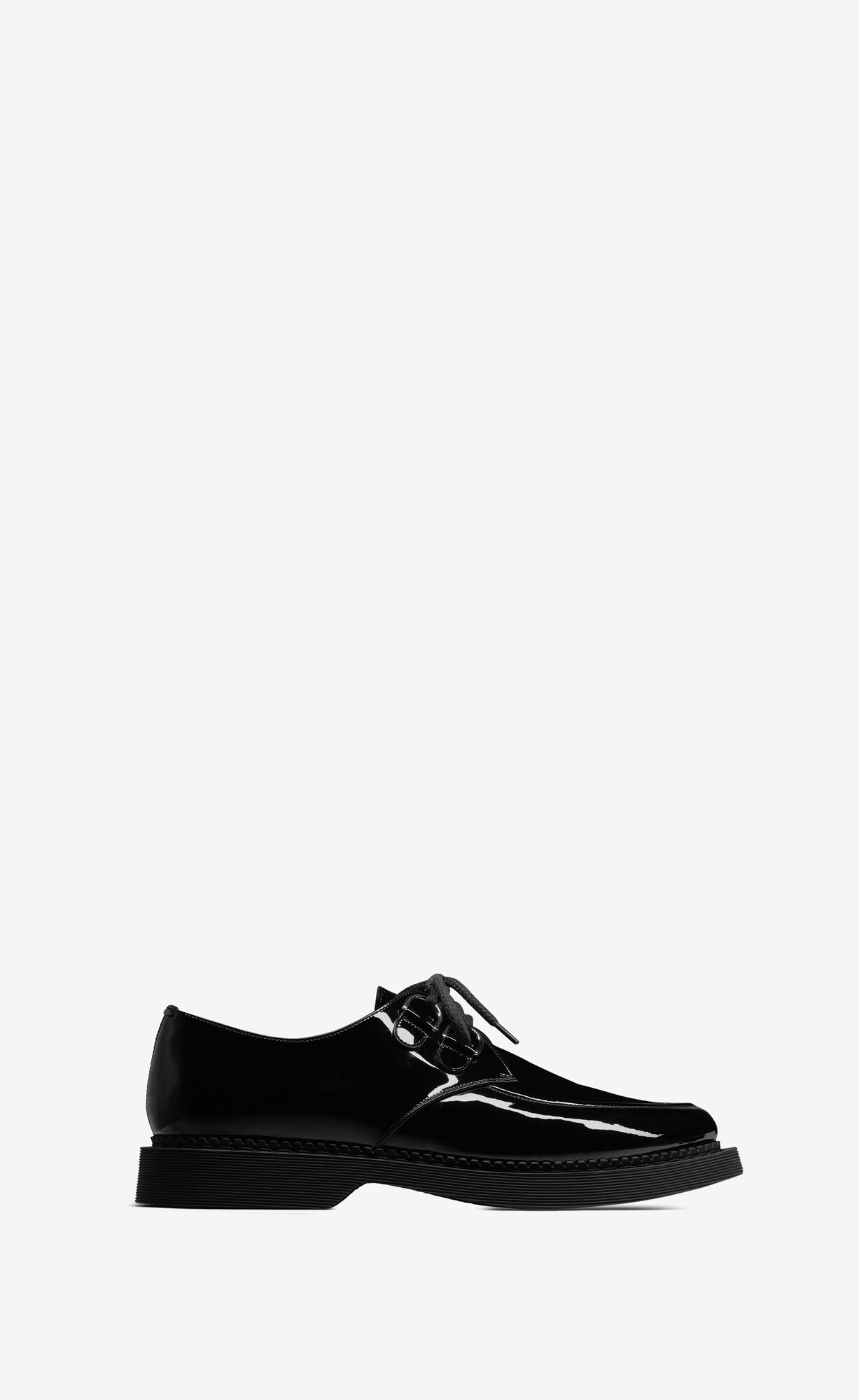 YSL Teddy Derbies In Patent Leather And Velvet Noir | 3287514-MD